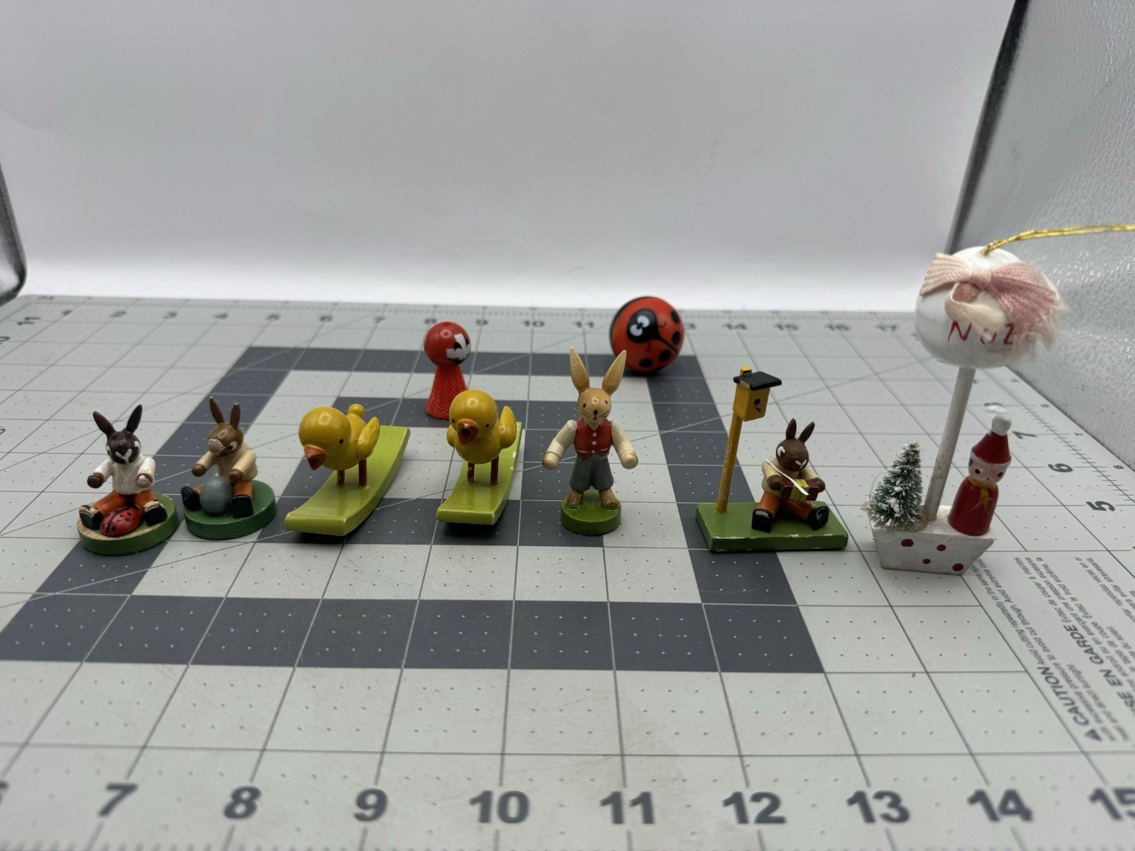 Vintage Erzgebirge Wooden Easter German Figurines Lot Of 7 Hand Painted