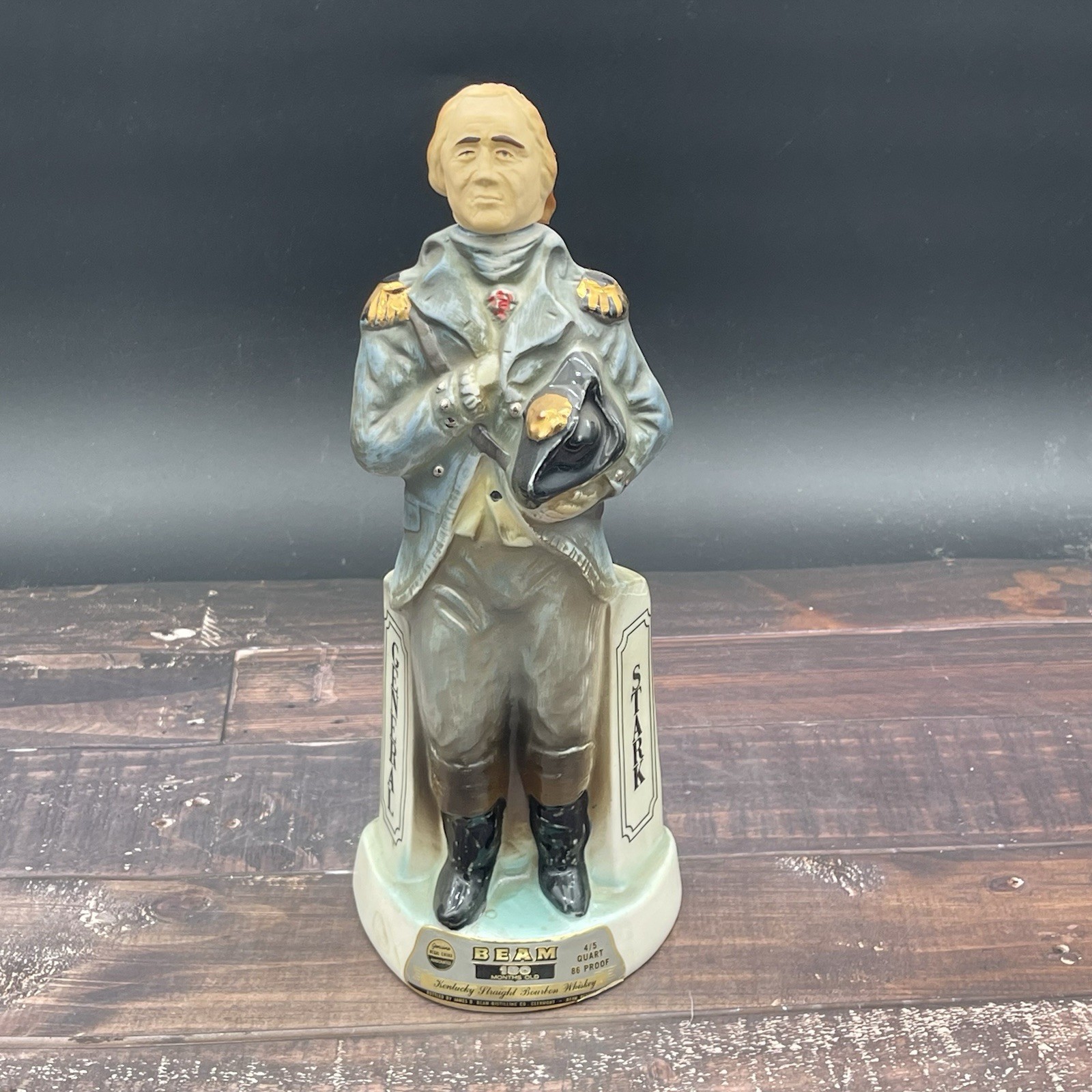 Vtg 1972 Jim Bean General Stark New Hampshire Live Free or Die Decanter EMPTY
