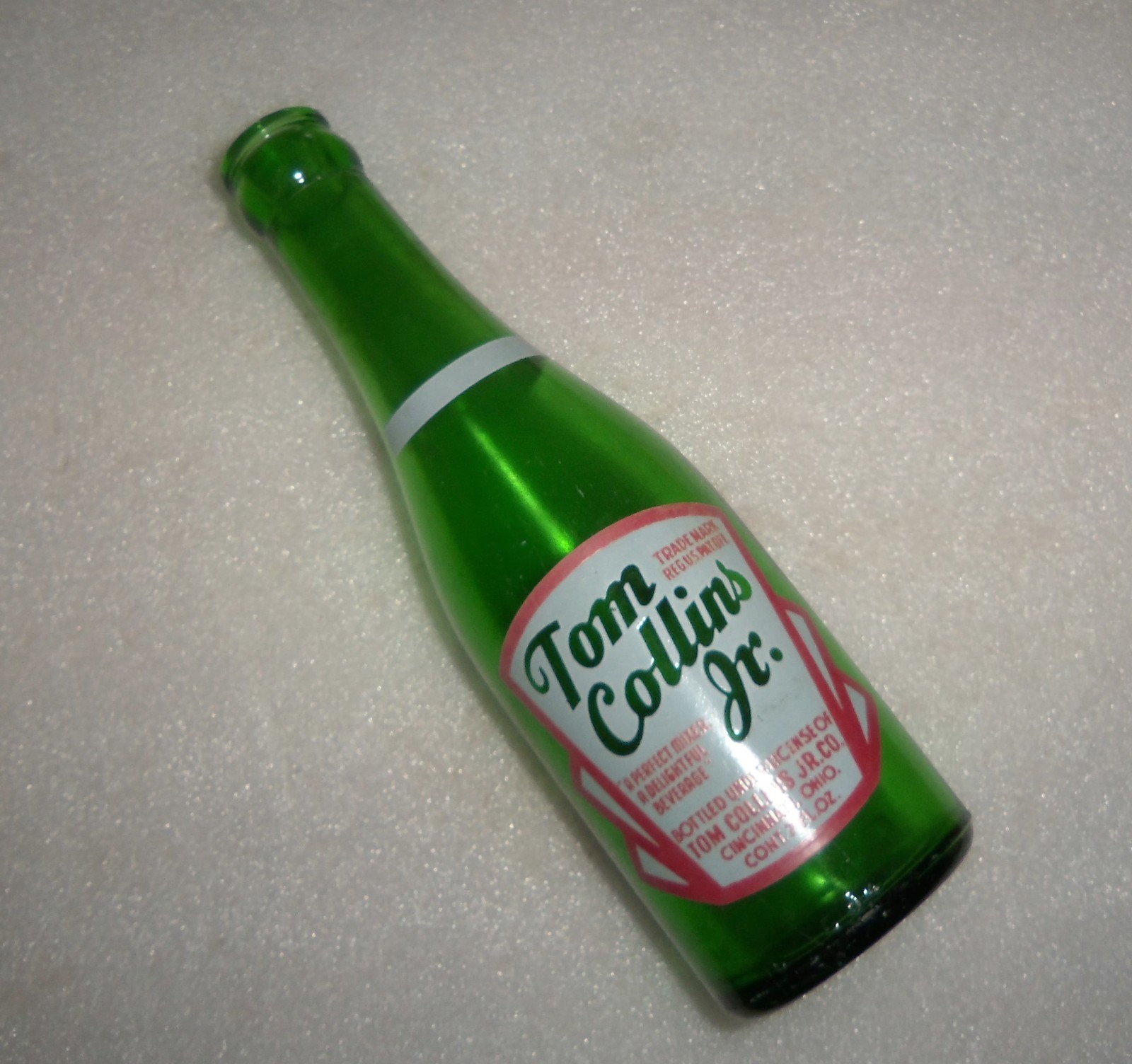 Vintage Tom Collins Jr Mixer Green 7 Oz Barq's Soda Bottle Big Springs Texas