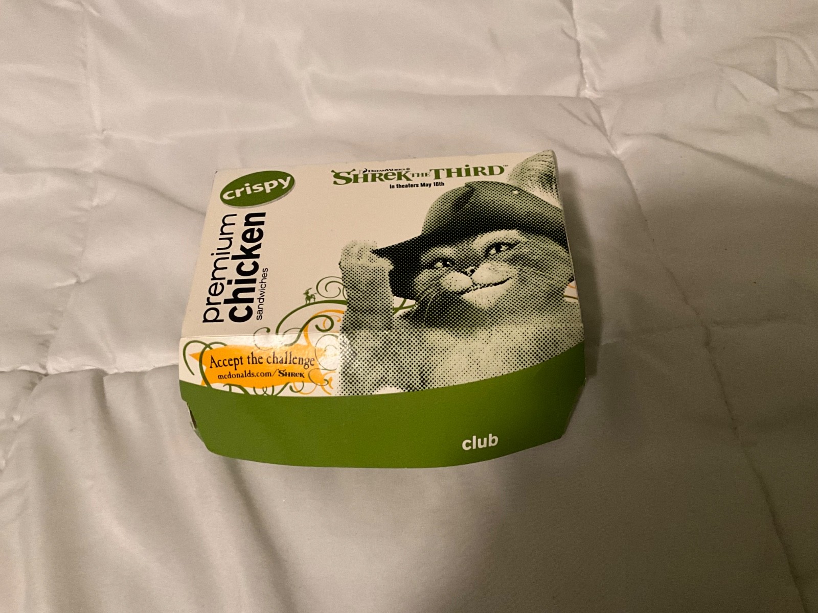 McDonald\'s 2007 premium chicken sandwich box advertising Shrek the third. Rare