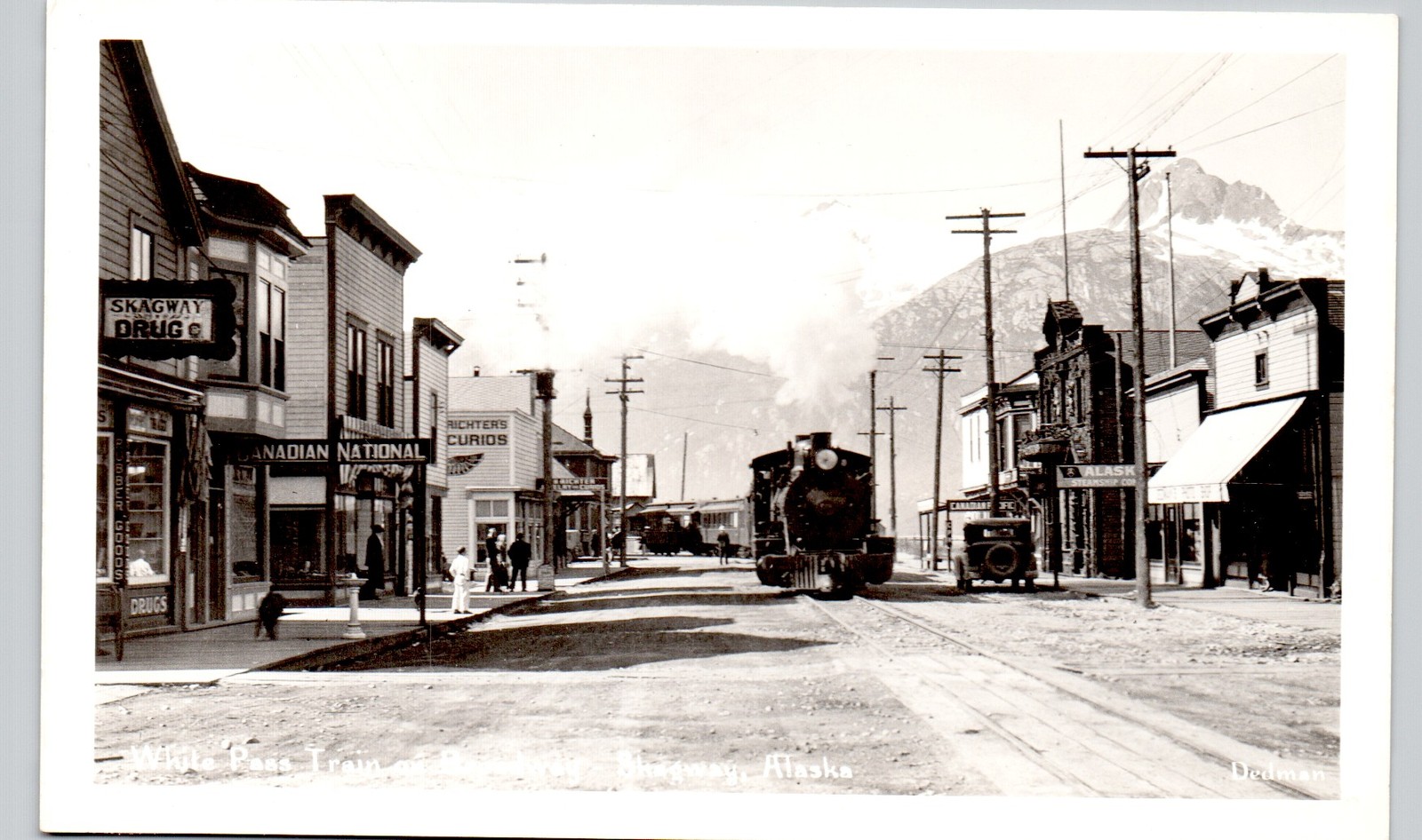 BROADWAY & WHITE PASS TRAIN skagway ak 1940 postcard alaska real photo rppc