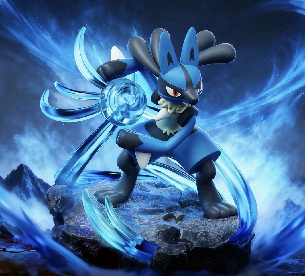 Pokemon Lucario Hollybox Light Up Battle Scene Figure Display Collectible 5 In