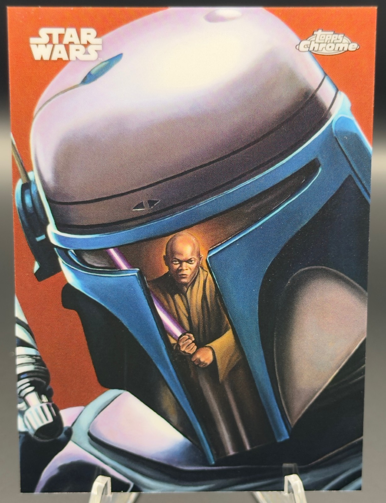 2025 Topps Chrome Star Wars SP Geonosis Reflections Mace Windu: Jango Fett R-15
