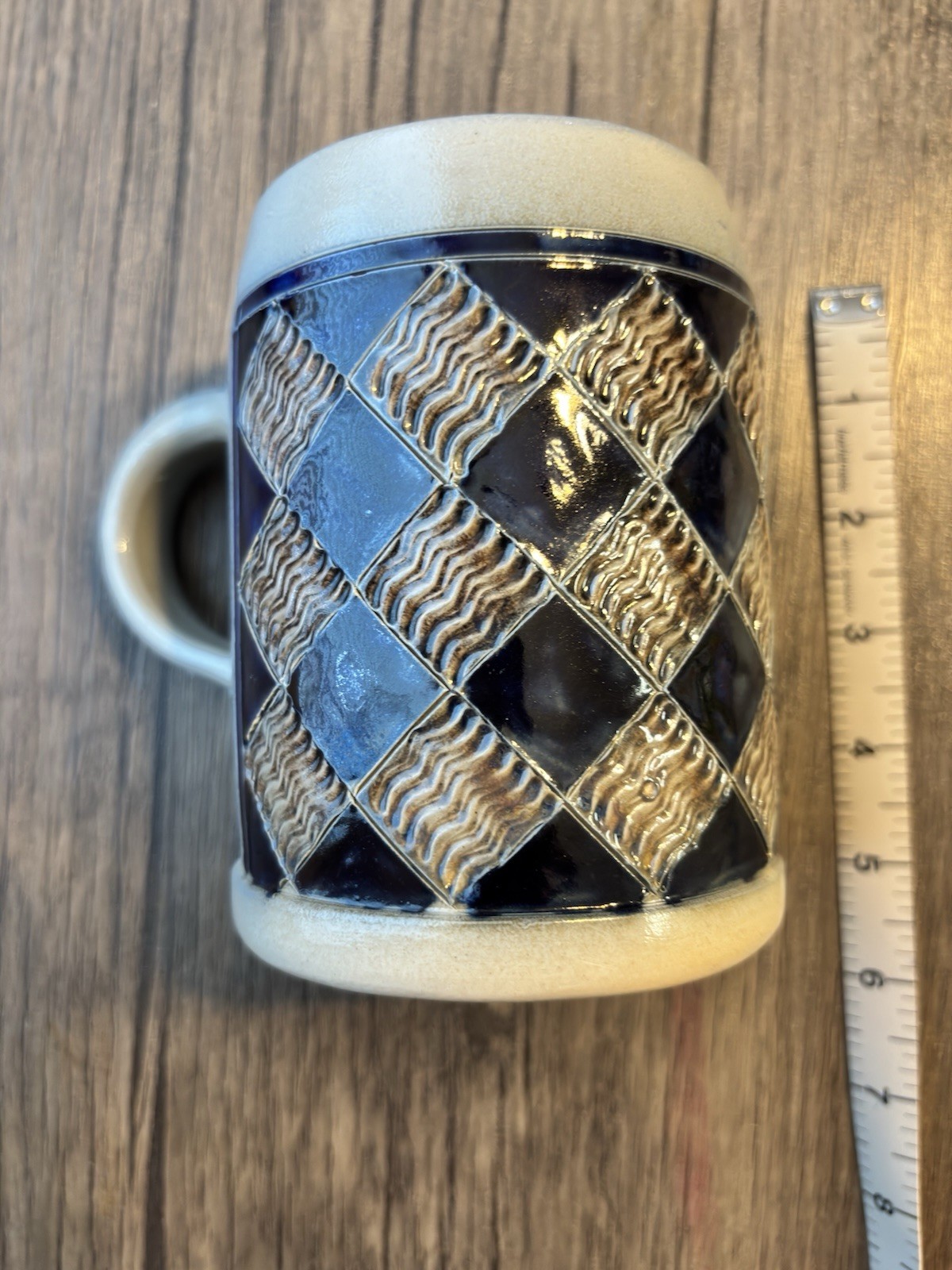 Vtge REINHOLD MERKELBACH cobalt blue stoneware 0.5L beer  mug  West GERMANY