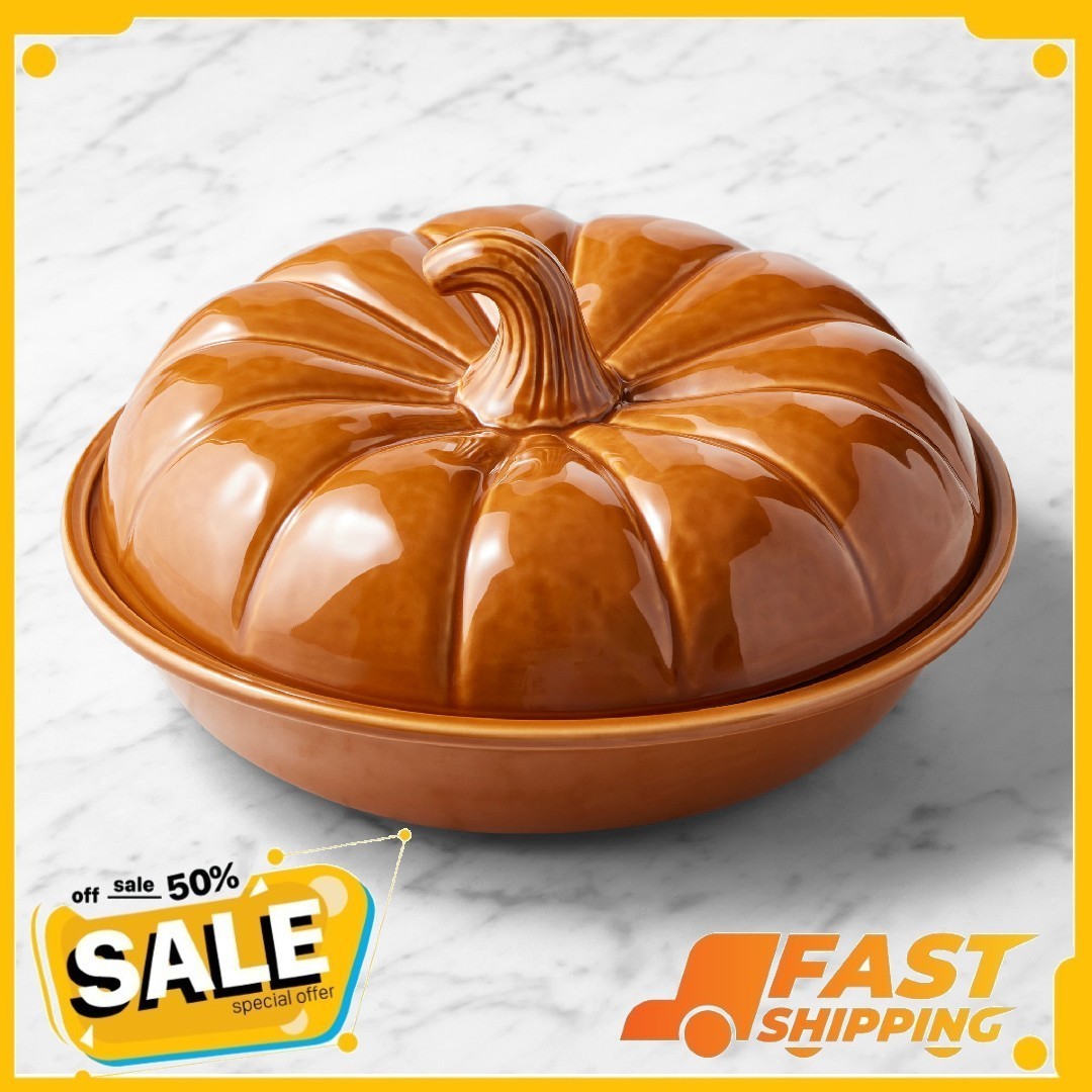 Williams Sonoma Pumpkin Covered Pie Dish, NEW, FREESHIPPING