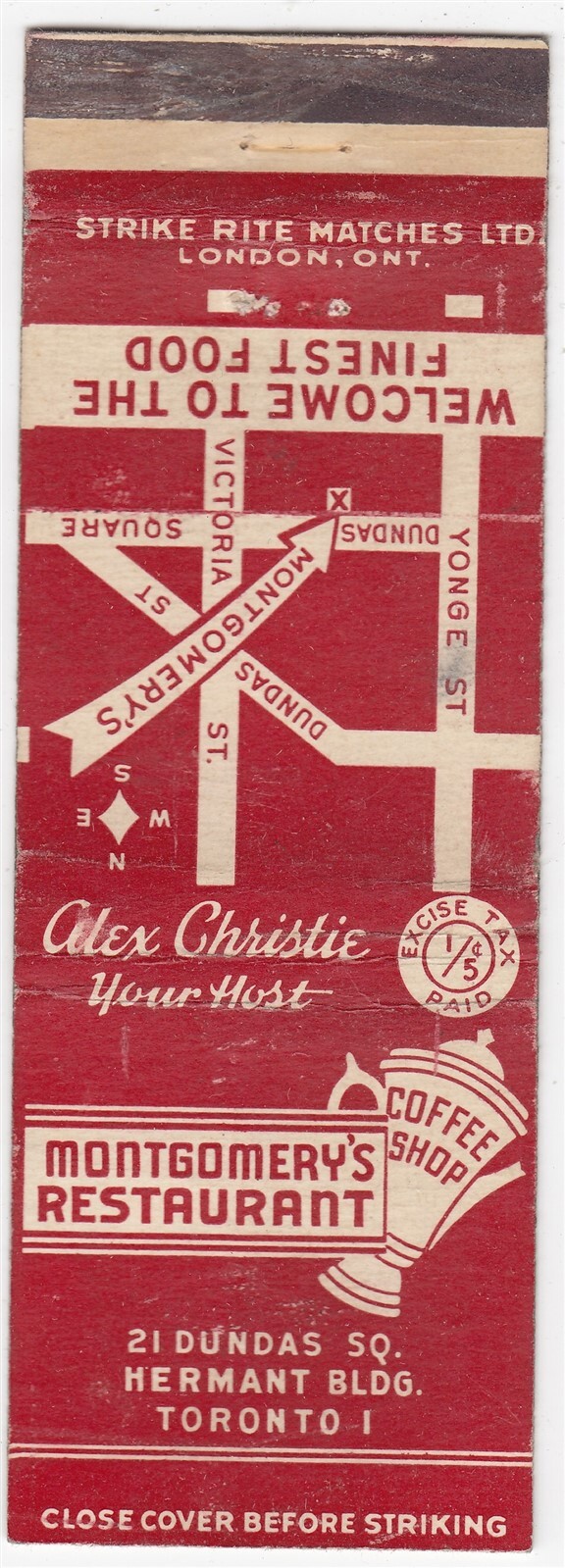 Canada Revenue 1/5¢ Excise Tax Matchbook 