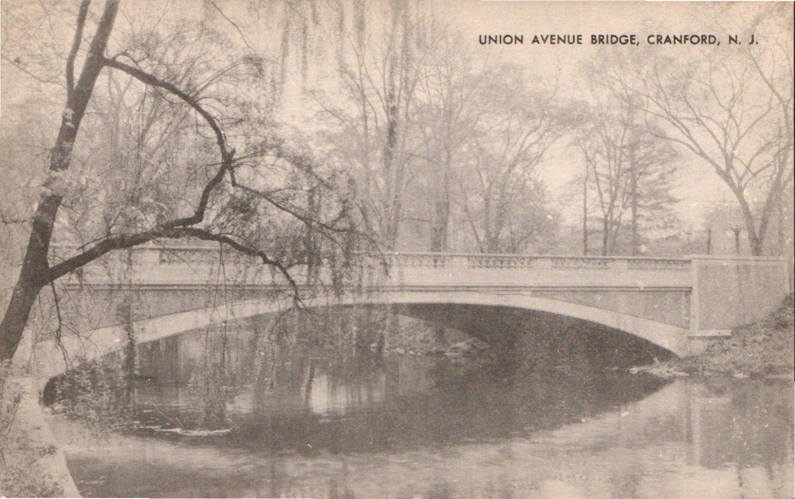 Postcard View of Union Avenue Bridge Cranford New Jersey Unposted Mayrose Pub