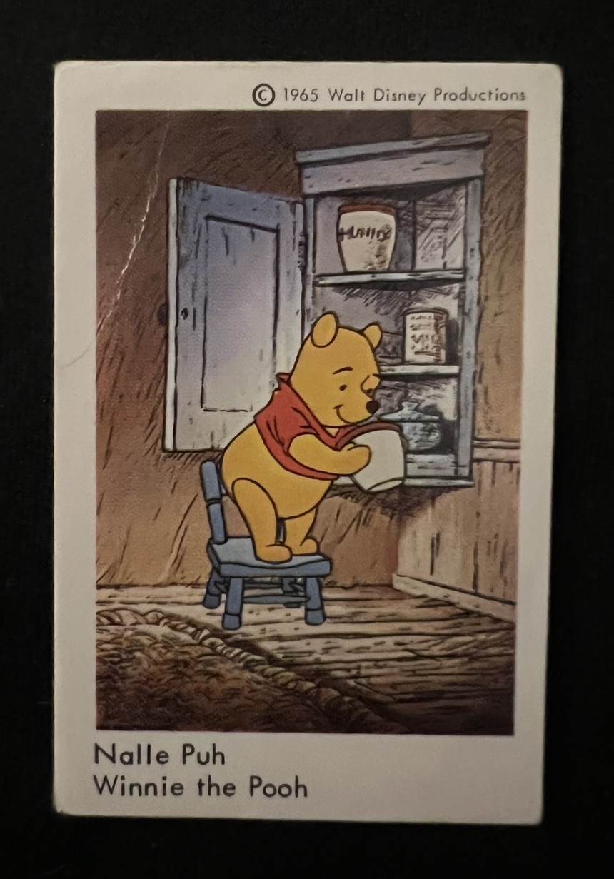 1966 DUTCH GUM DISNEY WINNIE THE POO *TRUE ROOKIE CARD* NALLE PUH POP 0 VG+