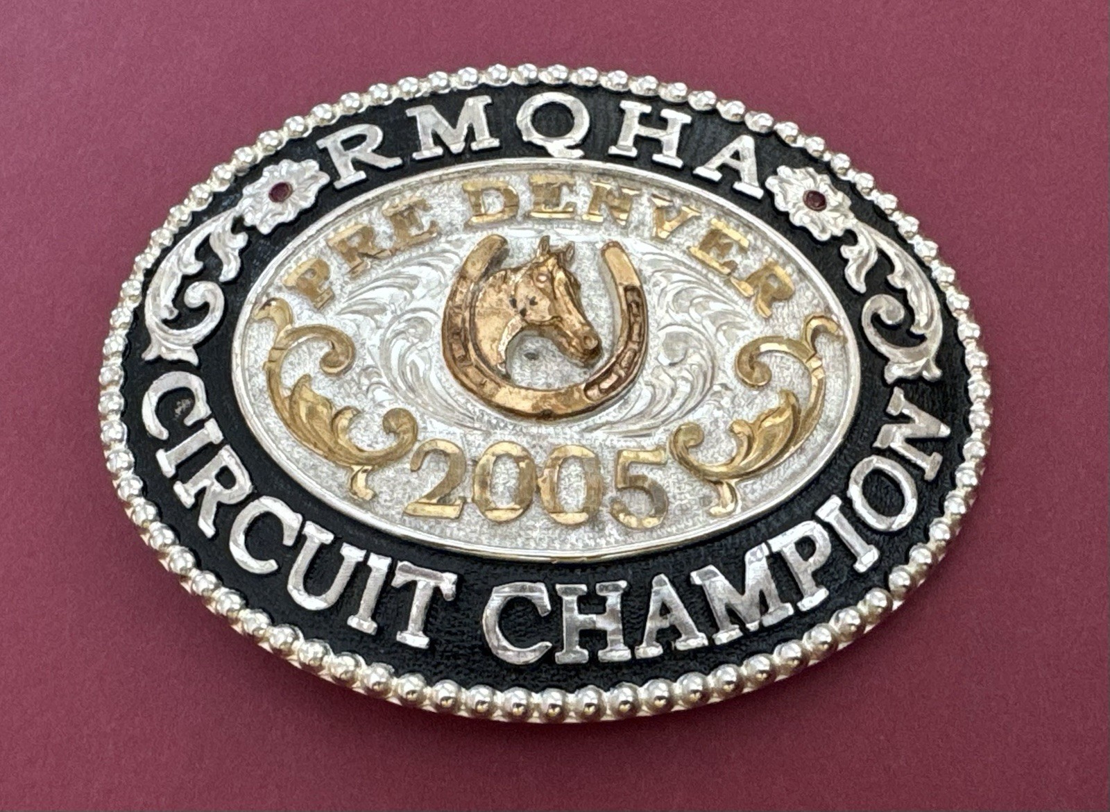 VTG 2005 RMQHA Rocky Mountain Quarter Horse Circuit Champion Trophy Belt Buckle