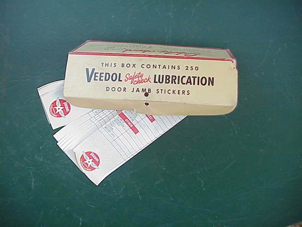 NOS Vintage VEEDOL Gas Station Lube Service Stickers Dealer 1/2 Box Tidewater