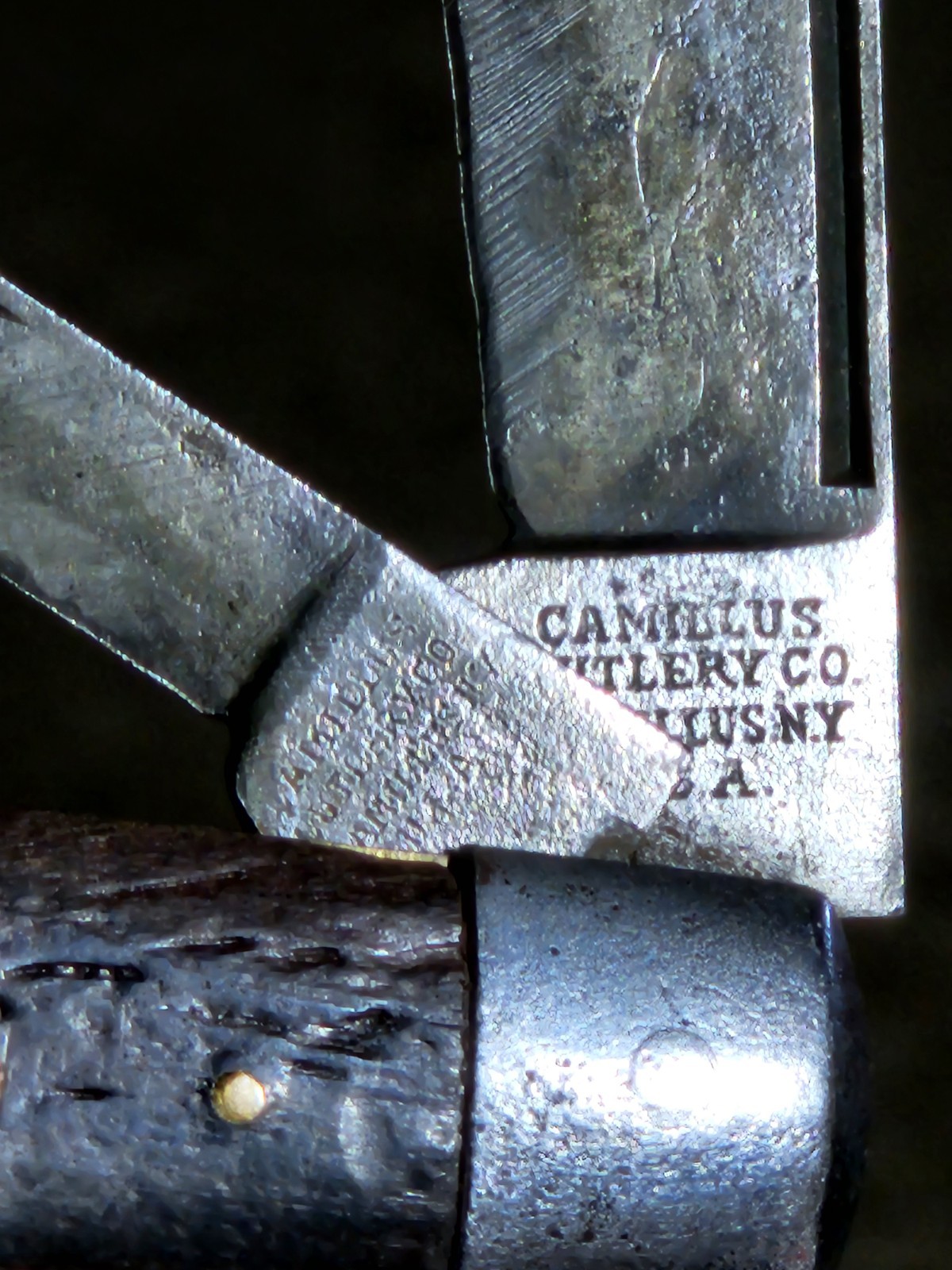 Vintage Camillus Cutlery NY USA 2 Blade Antique Pocket Knife W Shield