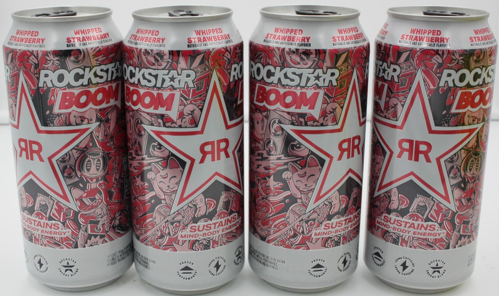 Rockstar Boom Energy Drink Whipped Strawberry 64 oz 4 PACK 160mg Caf BB 06/2027 Rockstar Boom Energy Drink Whipped Strawberry 64 oz 4 PACK 160mg Caf BB 06/2027