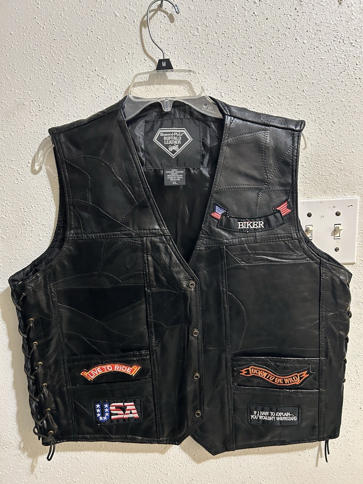 Diamond-Plate Buffalo Leather Harley Davidson Vest XL Size/Nice Jacket