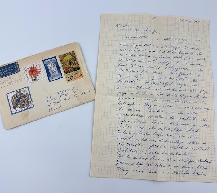 1989 DDR East Germany to USA Letter Berlin Wall Fall We Are Free Cover AD41