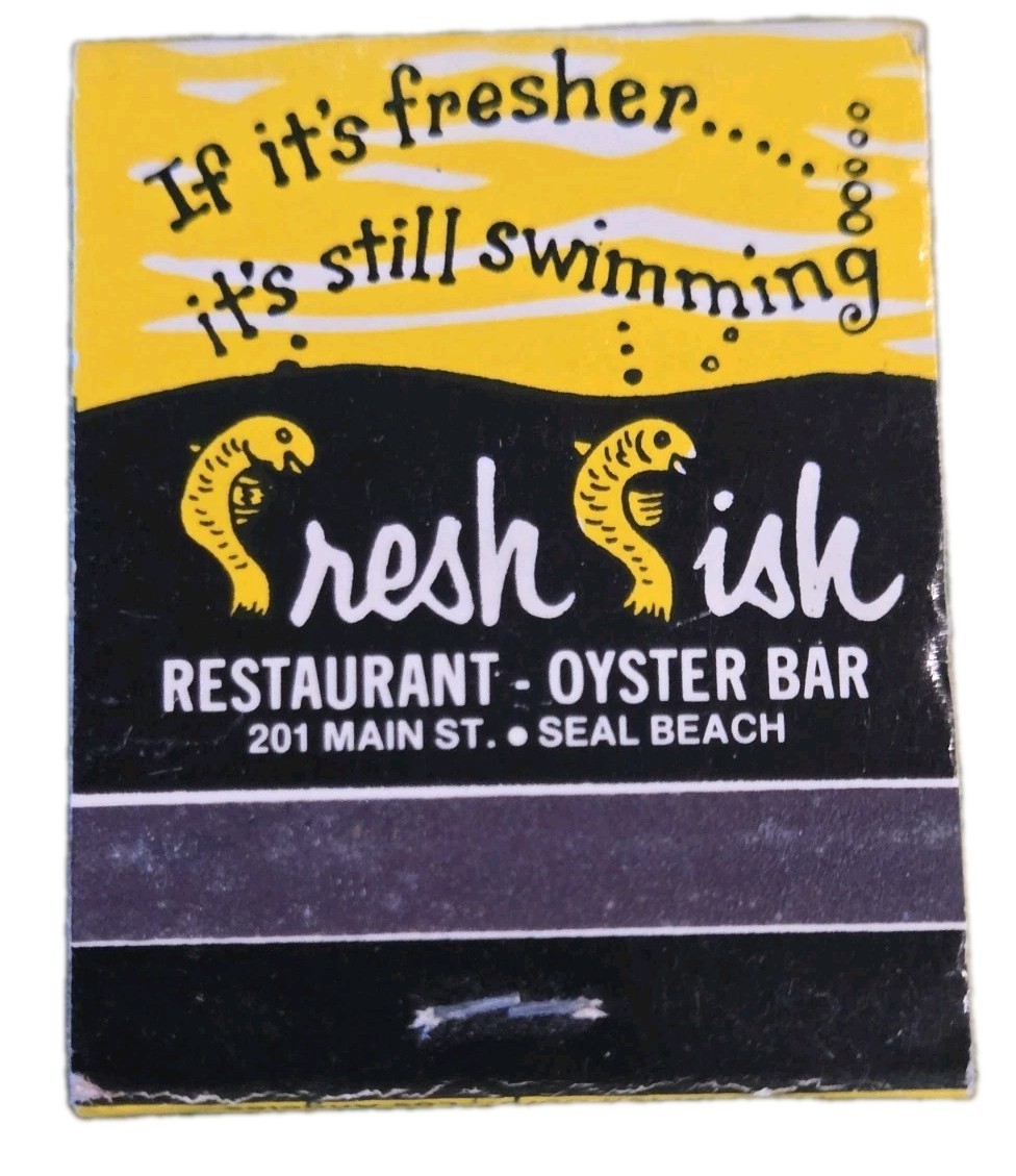 Vintage Walt\'s Wharf Fresh Fish Restaurant Oyster Bar Matchbook Matches Rare