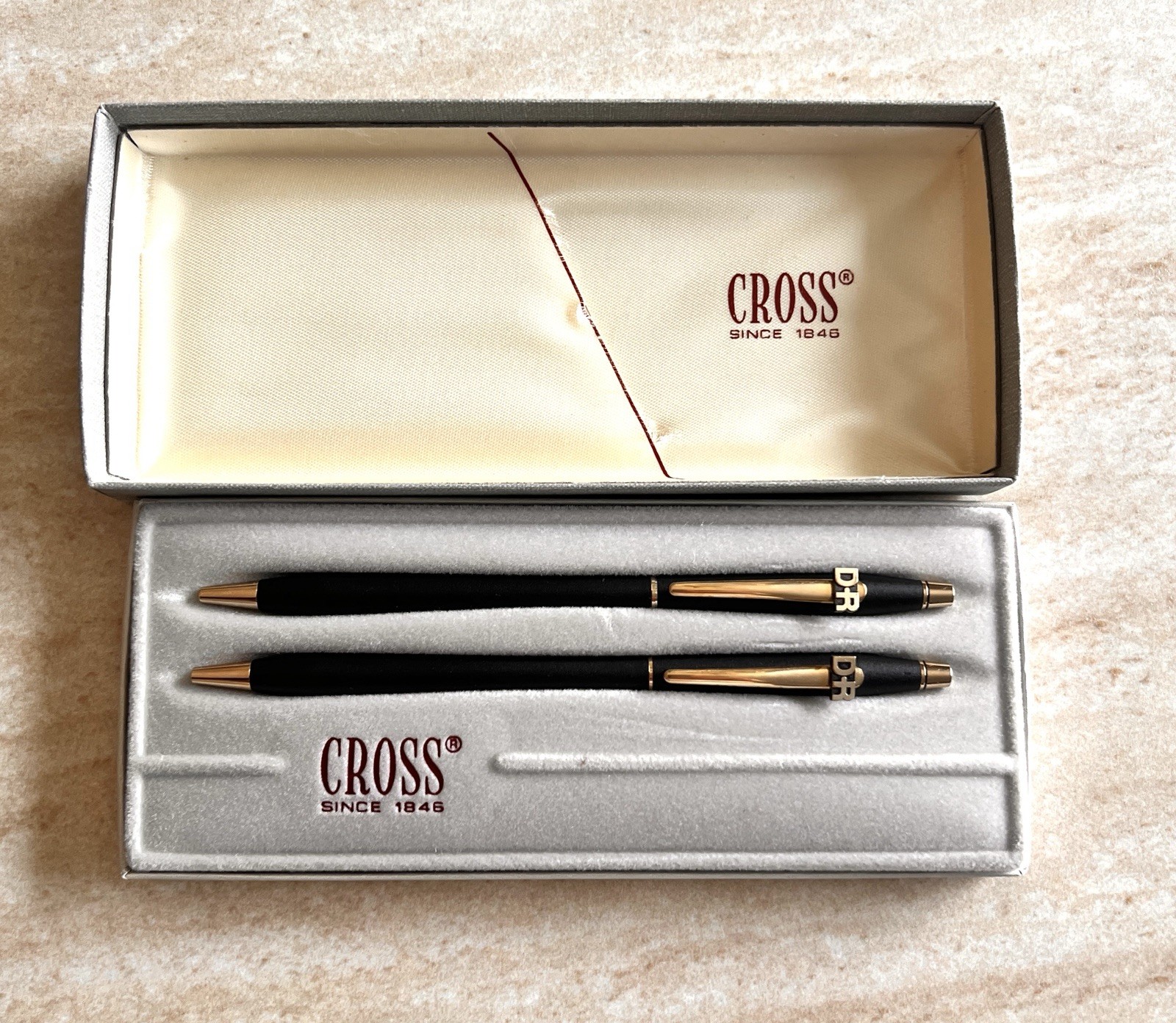 Vtg. Cross Century Classic Ballpoint Pen Set Matt Black W/Gold Trim - 2 Pen Set Vtg. Cross Century Classic Ballpoint Pen Set Matt Black W/Gold Trim - 2 Pen Set