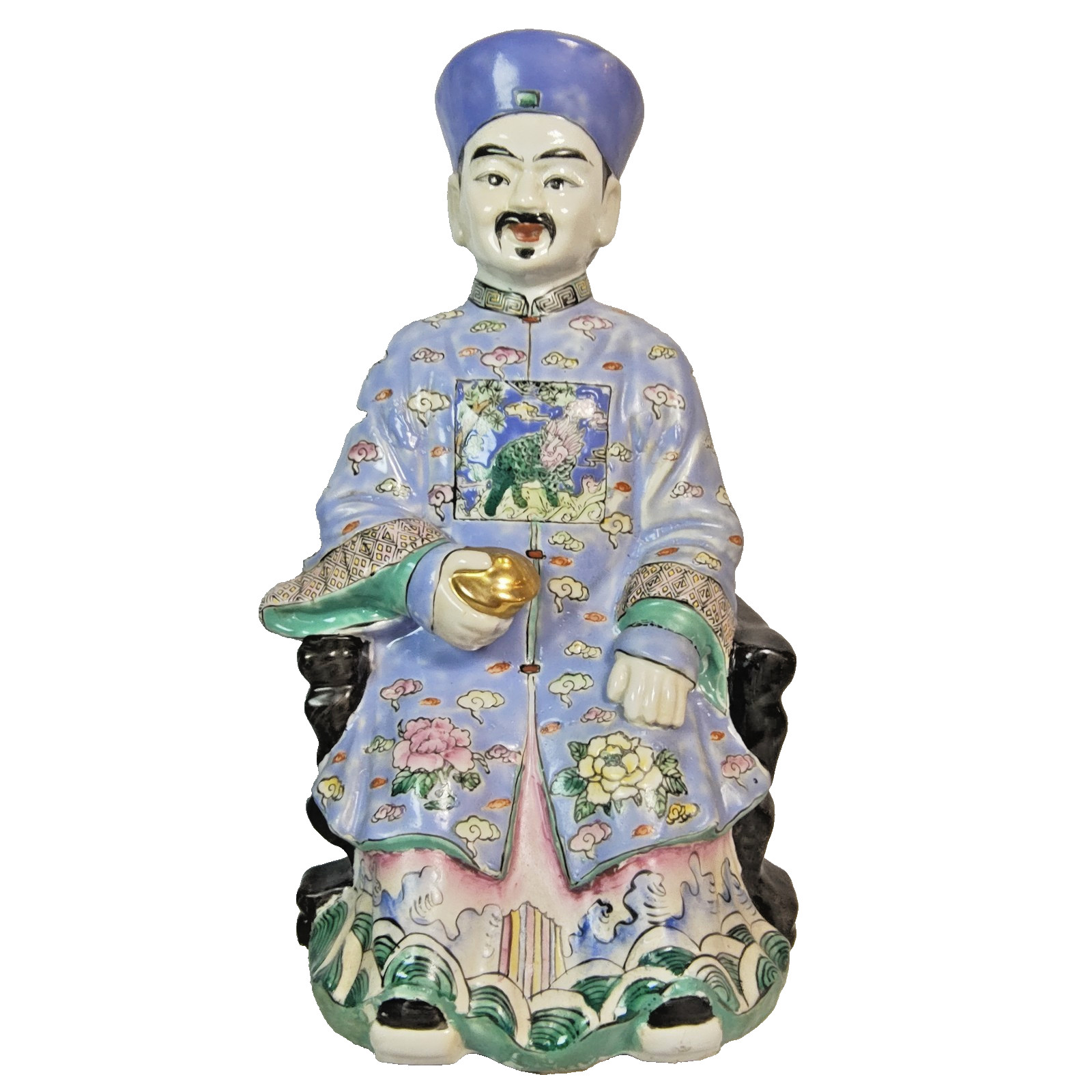 Chinese Emperor Statue Hand Painted Porcelain Figurine Vintage 14 Chinese Emperor Statue Hand Painted Porcelain Figurine Vintage 14