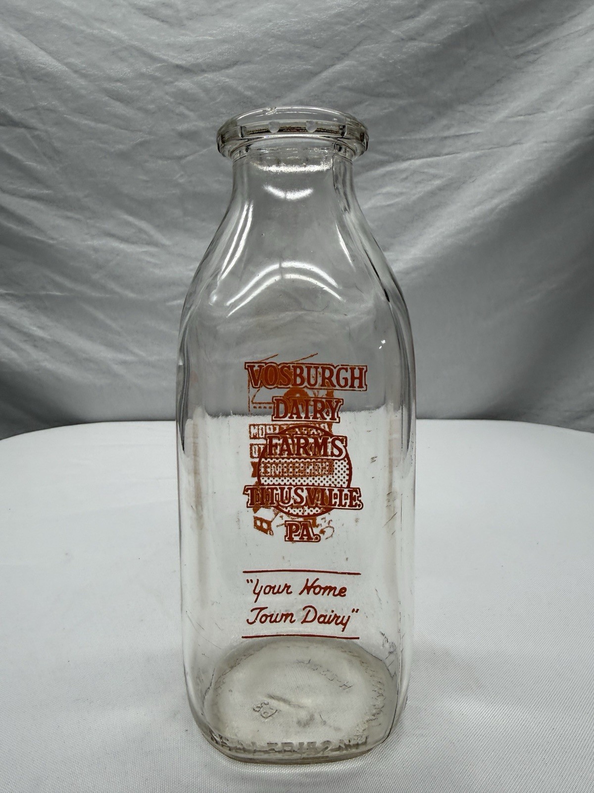 Antique 1950's Orange Pyro Milk Bottle, Vosburgh Dairy - Titusville, PA Antique 1950's Orange Pyro Milk Bottle, Vosburgh Dairy - Titusville, PA