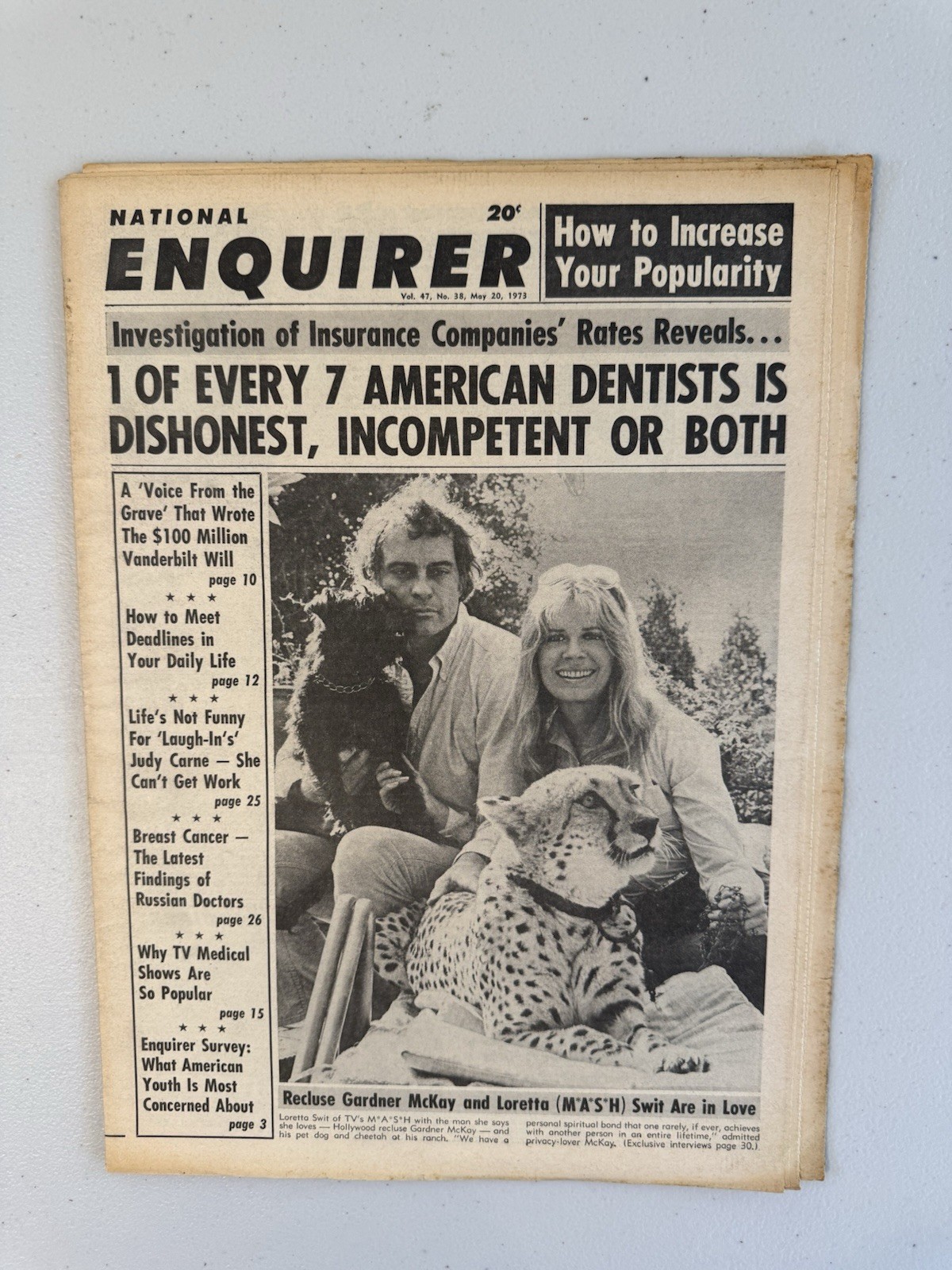 1973 May 20th National Enquirer Newspaper, Loretta Swit (VRN7)