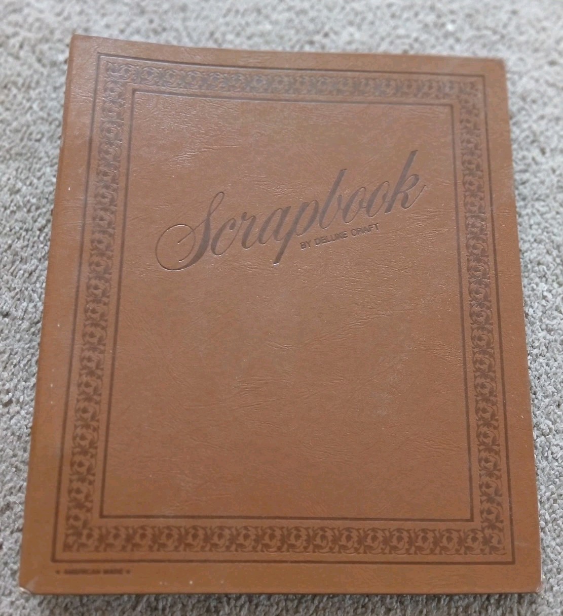 Vintage 1970s Or 60s Embossed Brown Leather Scrapbook New Old Stock Great Condtn