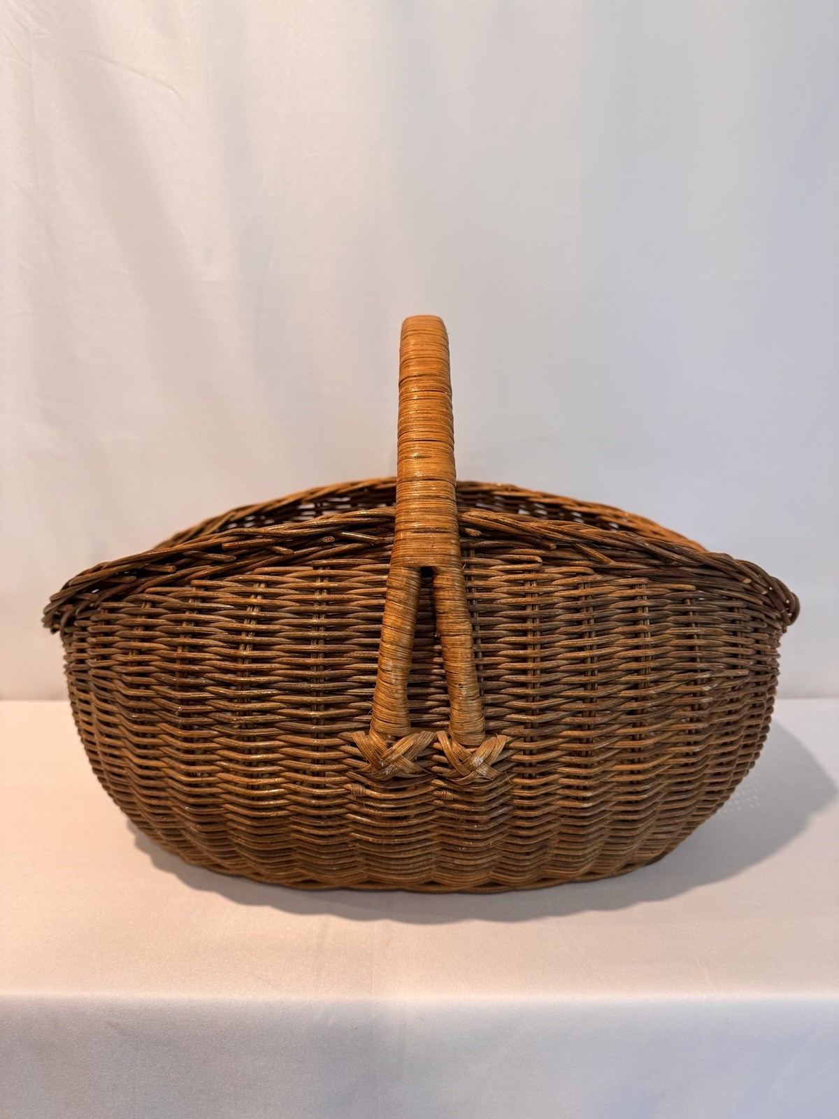 Vintage Large French Wicker Gathering Basket Handle Cottage Rustic Farmhouse 19 Vintage Large French Wicker Gathering Basket Handle Cottage Rustic Farmhouse 19