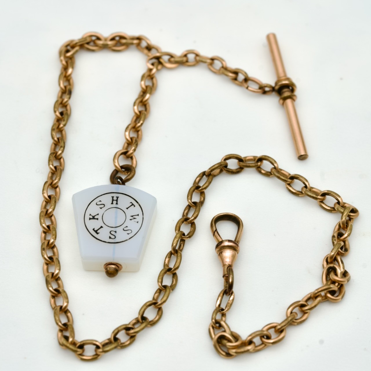 Antique Albert Style Gold Watch Chain with Masonic Keystone Antique Albert Style Gold Watch Chain with Masonic Keystone