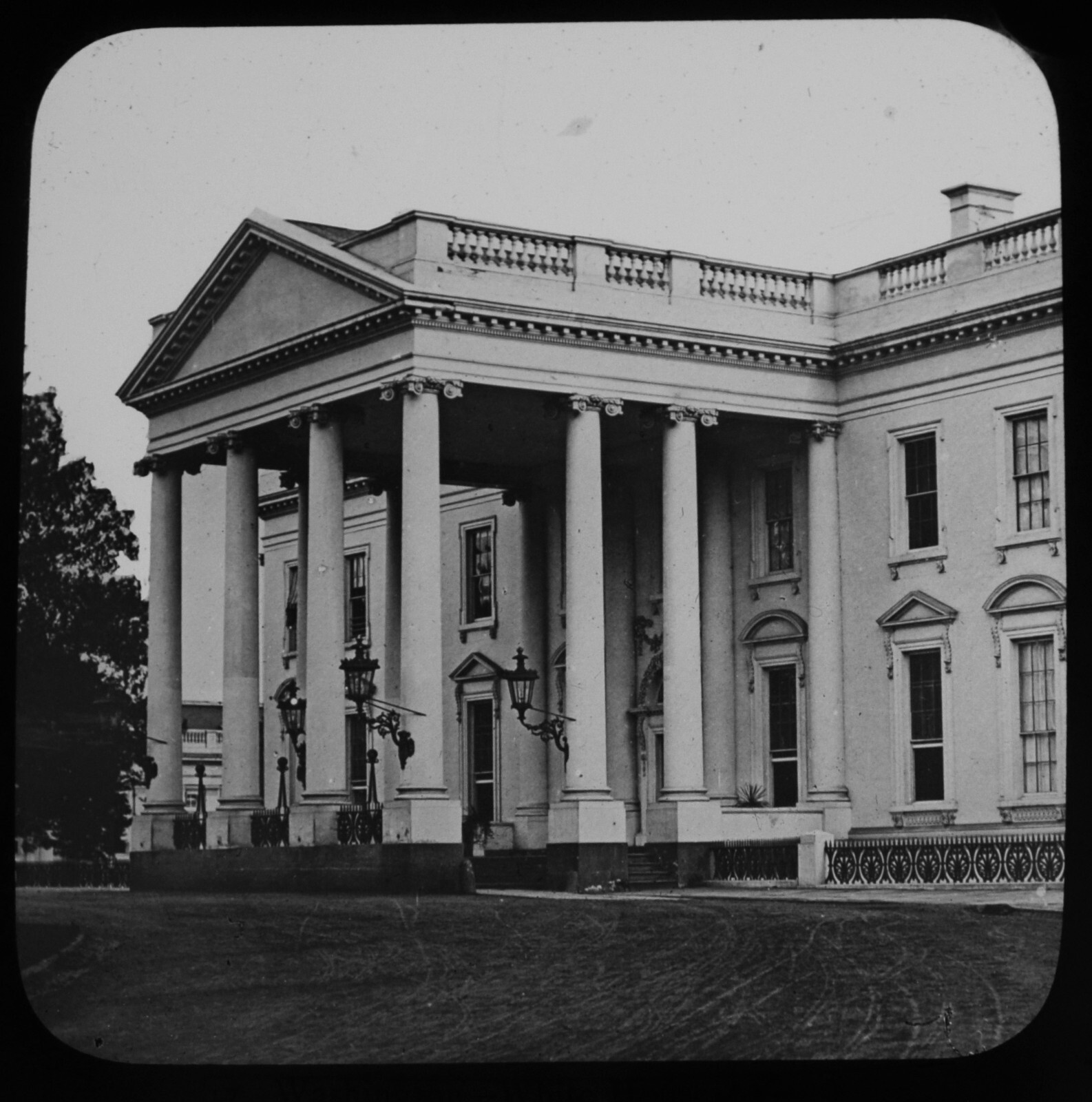 THE WHITE HOUSE WASHINGTON DC USA C1888 JV ANTIQUE PHOTO Magic Lantern Slide
