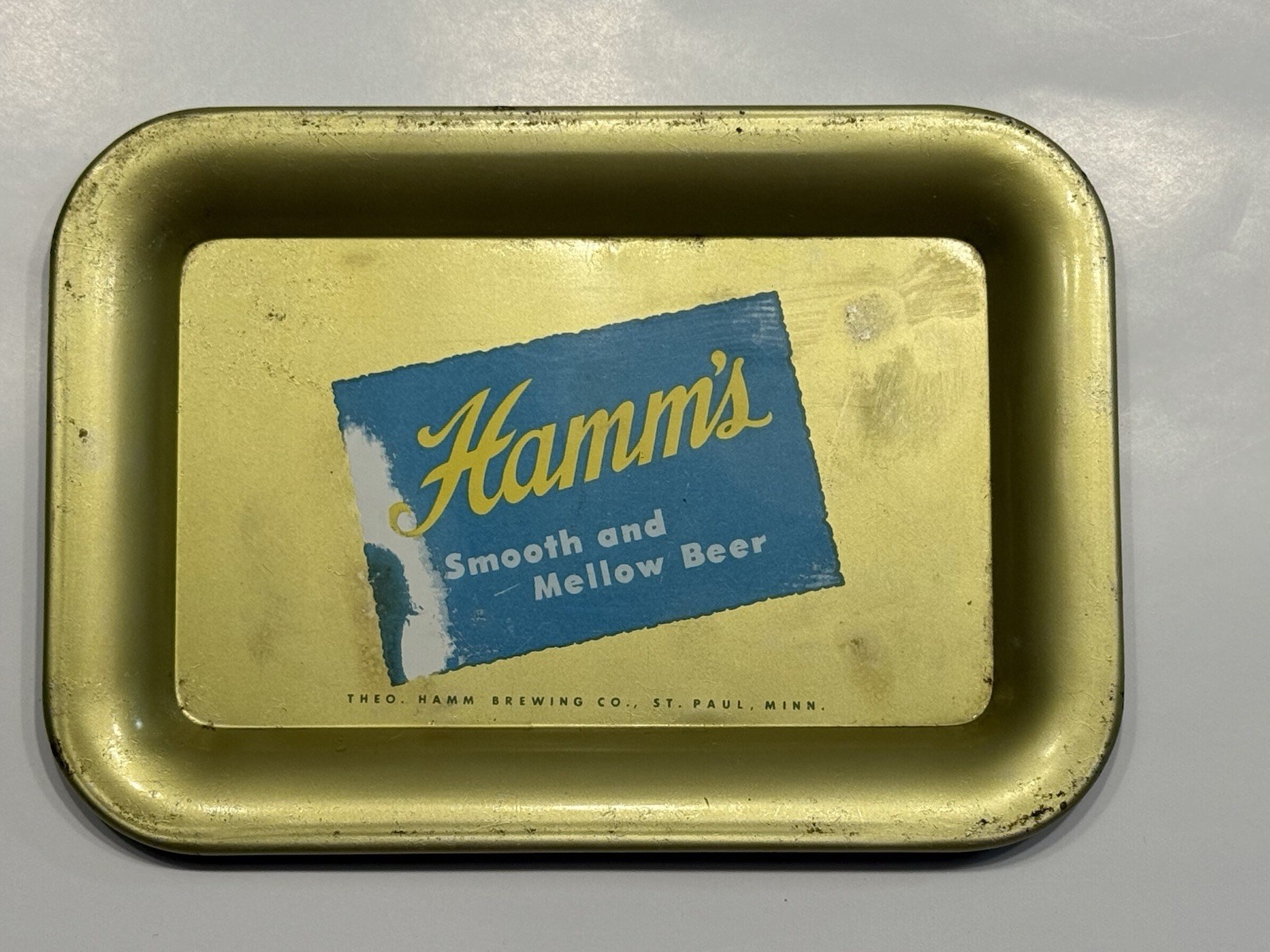 Vintage 1940\'s Hamms Smooth & Mellow Beer Tin Tip Tray