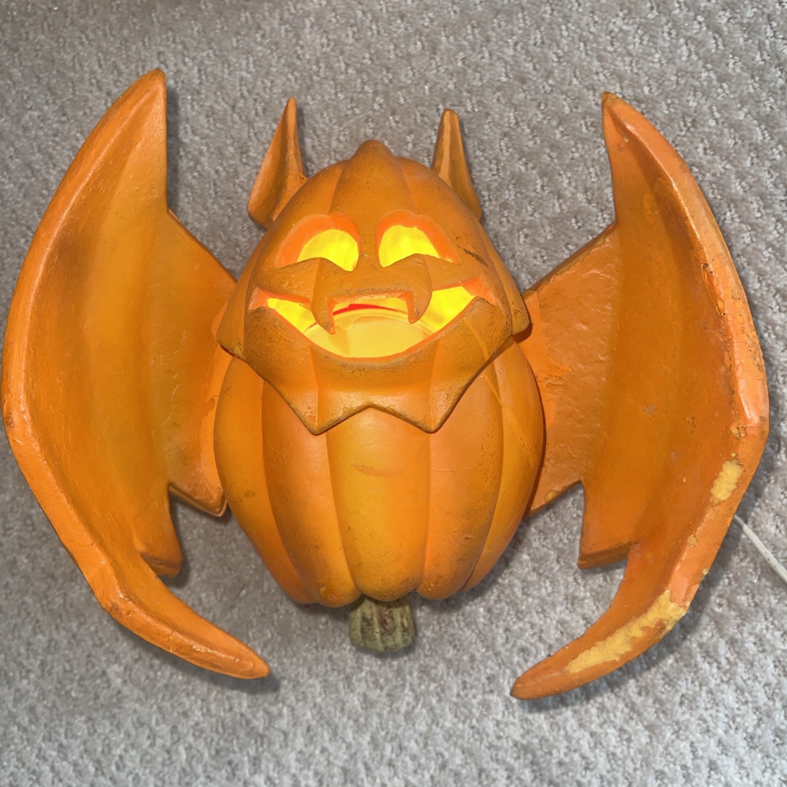 Vintage 1995 Trendmasters Vampire Bat Pumpkin Foam Blow Mold Light Halloween