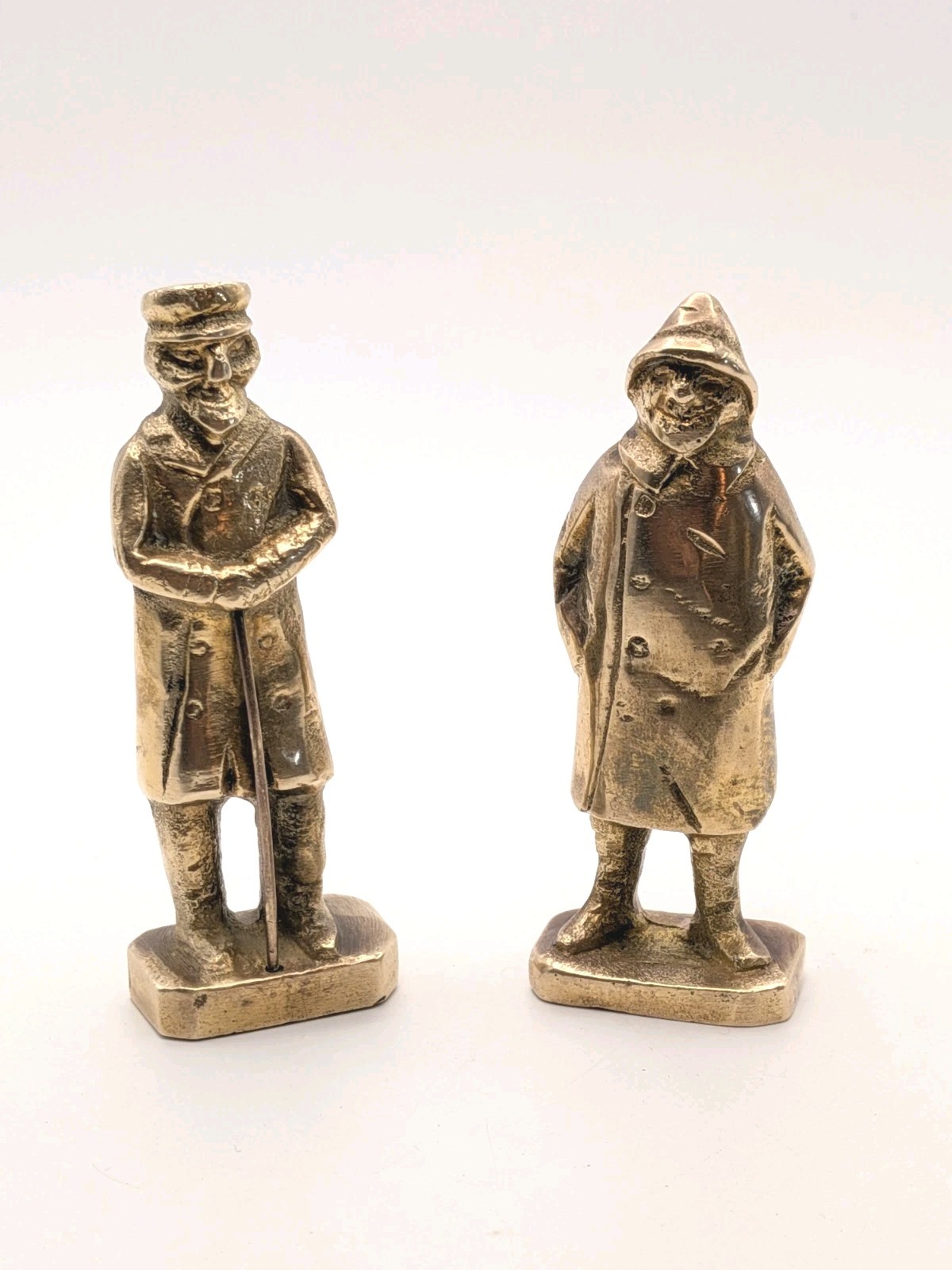 2 Vtg Solid Brass Sea Captain Sailor Fisherman Mr Salty Figurines Statues 3.50