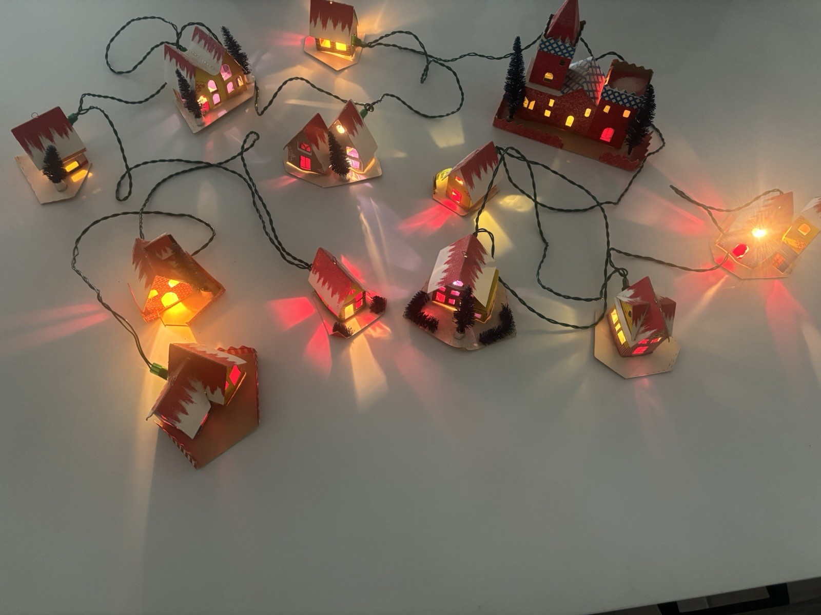 Vintage Japan Putz Christmas Village Houses Cardboard with original Lights
