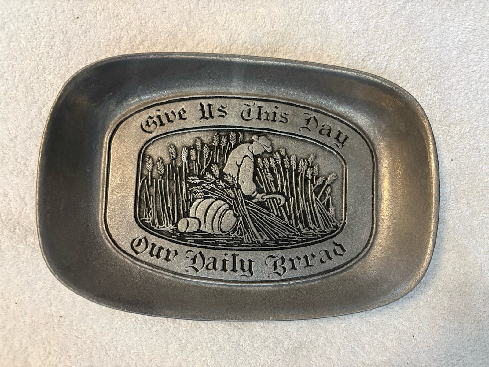 Vintage Bread Plate Platter Give Us This Day Our Daily Wilton RWP Pewter