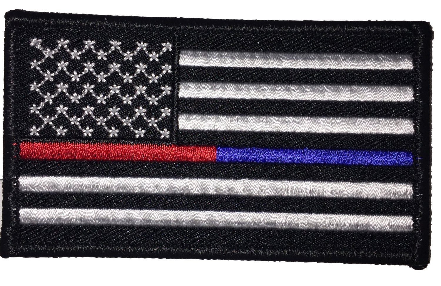 4 PC US FLAG THIN BLUE RED LINE POLICE FIREFIGHTER HOOK 3.5  USA FLAG PATCH  