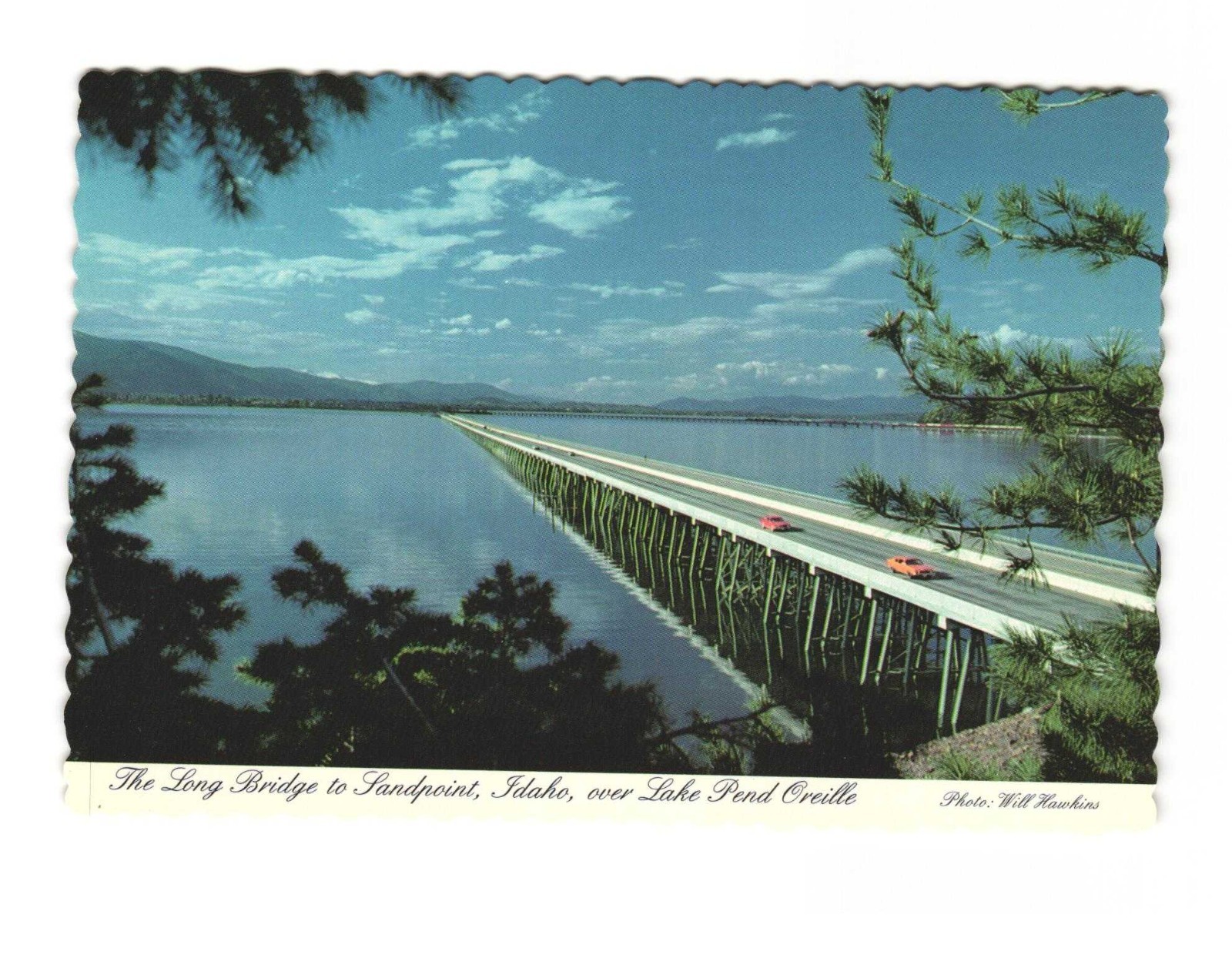 The Long Bridge to Sandpoint Idaho over Lake Pend OREILLE VTG postcard UNP