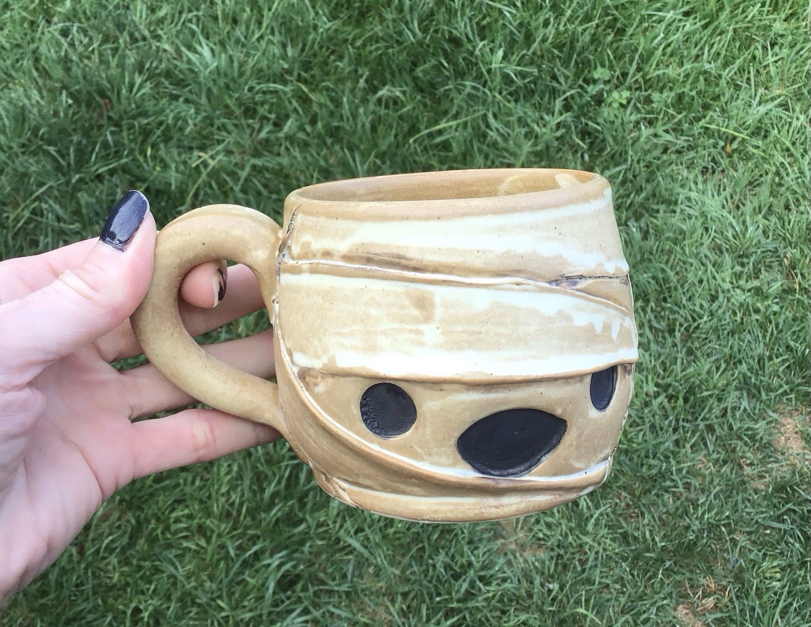Rare Skeletal Drop Kick Coffee Mug Mummy w/ Maggot Halloween Signed