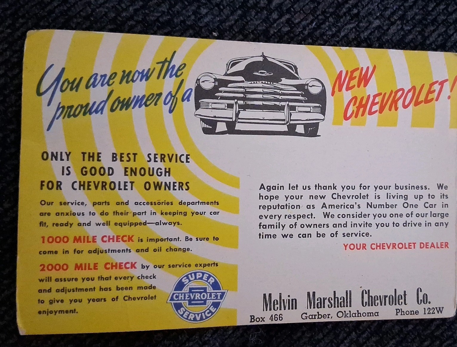 Advertising Postcard 1949 Chevrolet Fleetline 4-Door Sedan Advertising Postcard 1949 Chevrolet Fleetline 4-Door Sedan