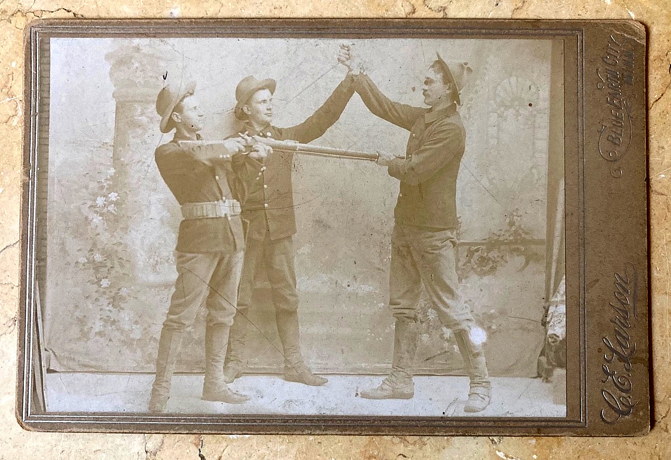 RARE 1898 MINNESOTA VOLUNTEER INFANTRY SOLDIER’S LARKING STAGED ACTION SCENE