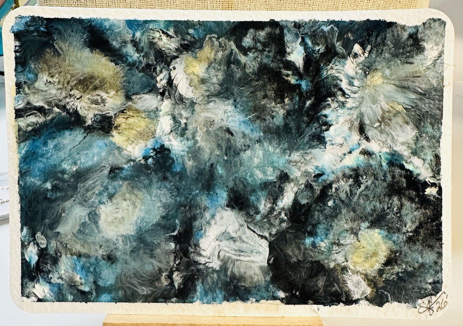 Midnight Garden Original Hand-Painted Abstract Postcard 4x6 Signed 2026