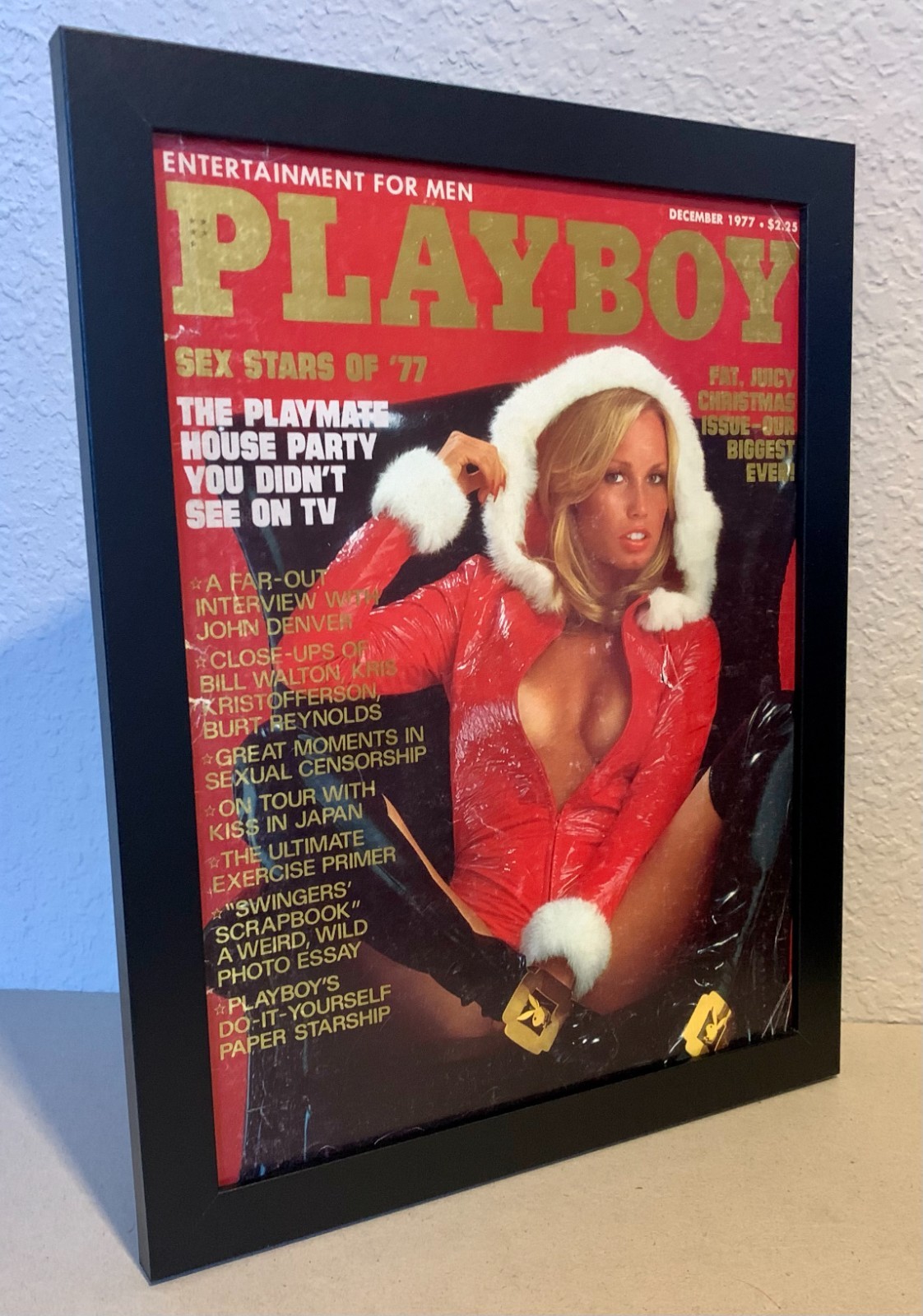 Playboy holiday fun - Sondra Theodore - Santa baby - 1977 - FRAMED - .