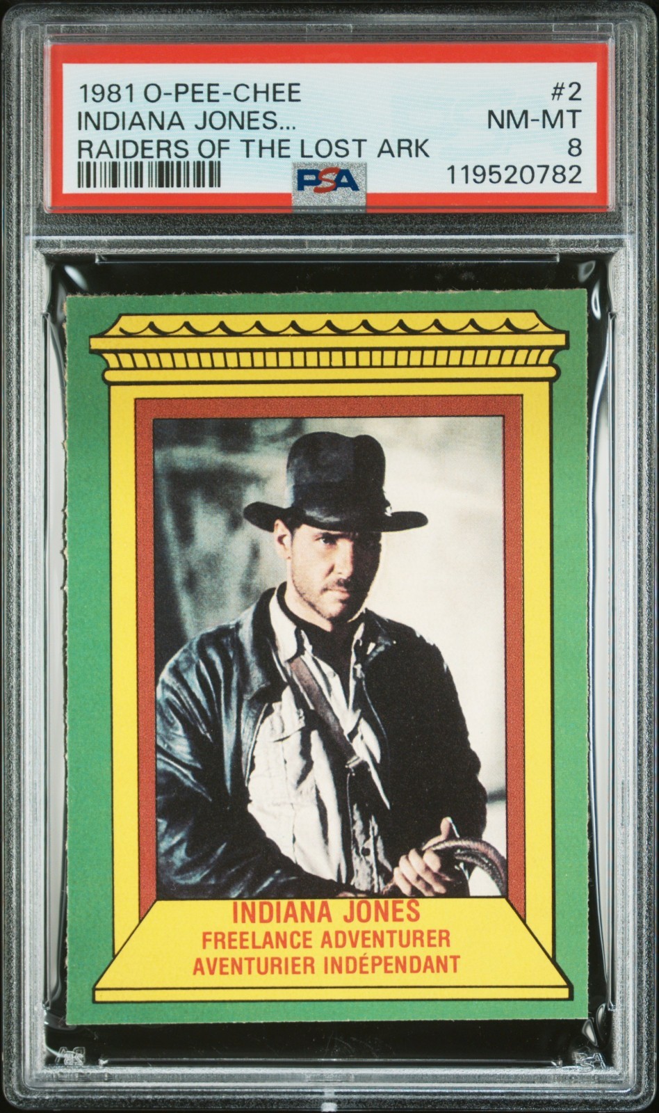 1981 OPC INDIANA JONES PSA 8 O-Pee-Chee Raiders of the Lost Ark #2 Harrison Ford
