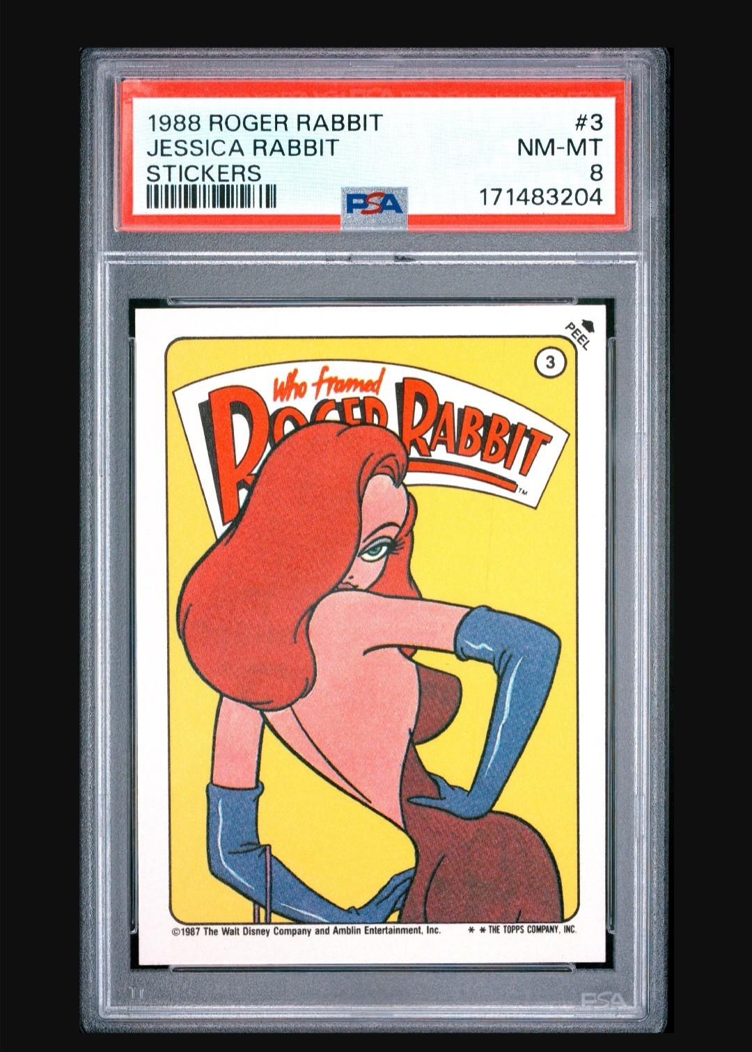 PSA 8 JESSICA RABBIT ROOKIE 1988 TOPPS DISNEY ROGER RABBIT STICKER LOW POP PSA 8 JESSICA RABBIT ROOKIE 1988 TOPPS DISNEY ROGER RABBIT STICKER LOW POP