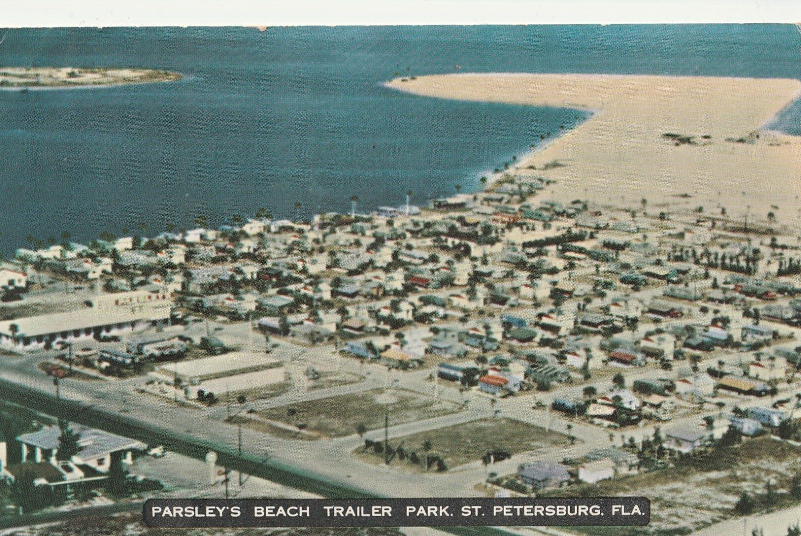 Vintage Postcard Parsley's Beach Trailer Park St. Peterburg, Florida Aerial View