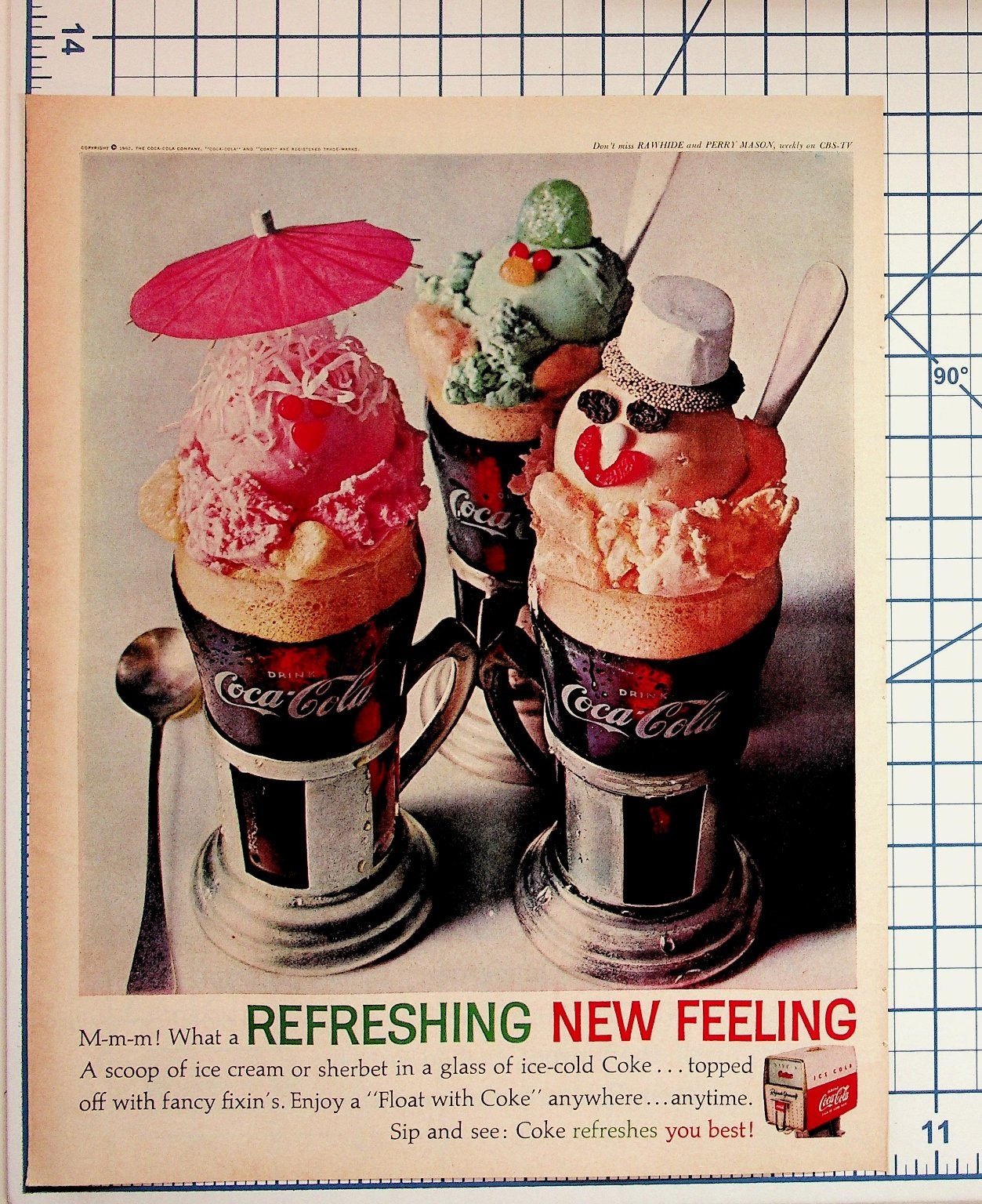 1962 Coca-Cola Magazine Ad Ice Cream Floats Rawhide Perry Mason TV 1962 Coca-Cola Magazine Ad Ice Cream Floats Rawhide Perry Mason TV