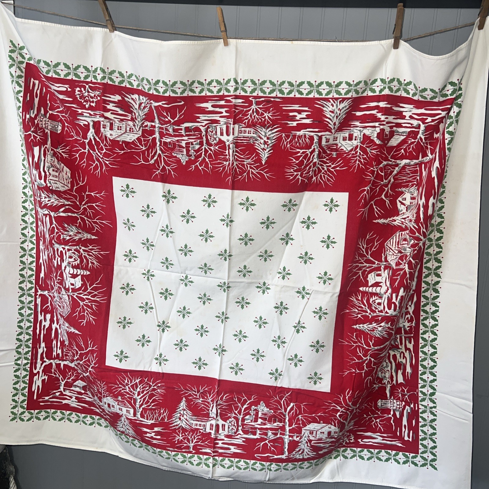 ATOMIC MCM Vintage Christmas Tablecloth 