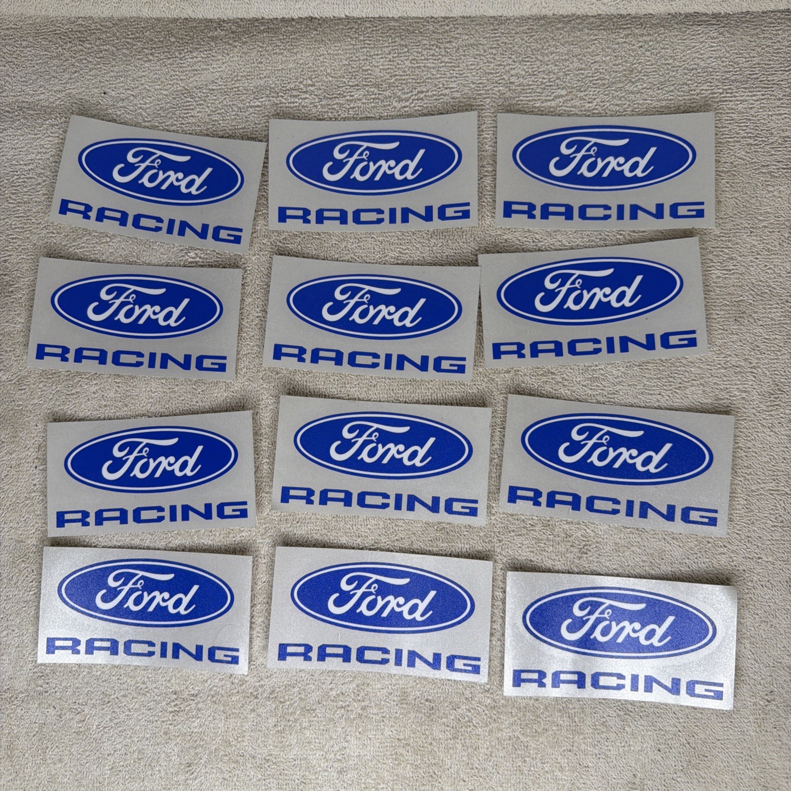 12- VINTAGE '60s - '70s Ford BLUE OVAL RACING STICKER/DECAL *L@@K* Ford