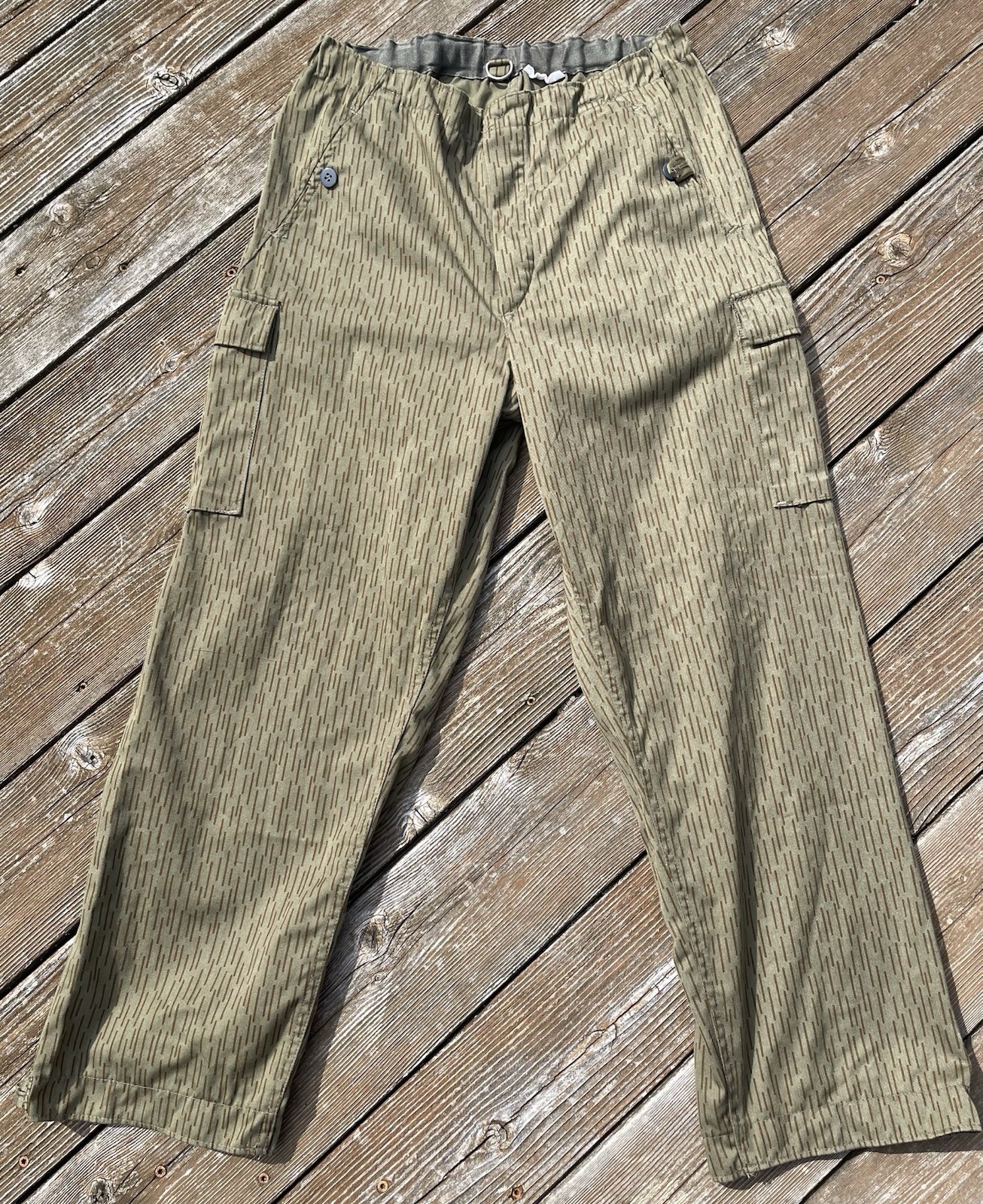 East German Strichtarn Pants Summer Weight 31-34W Original Vintage Rain Camo