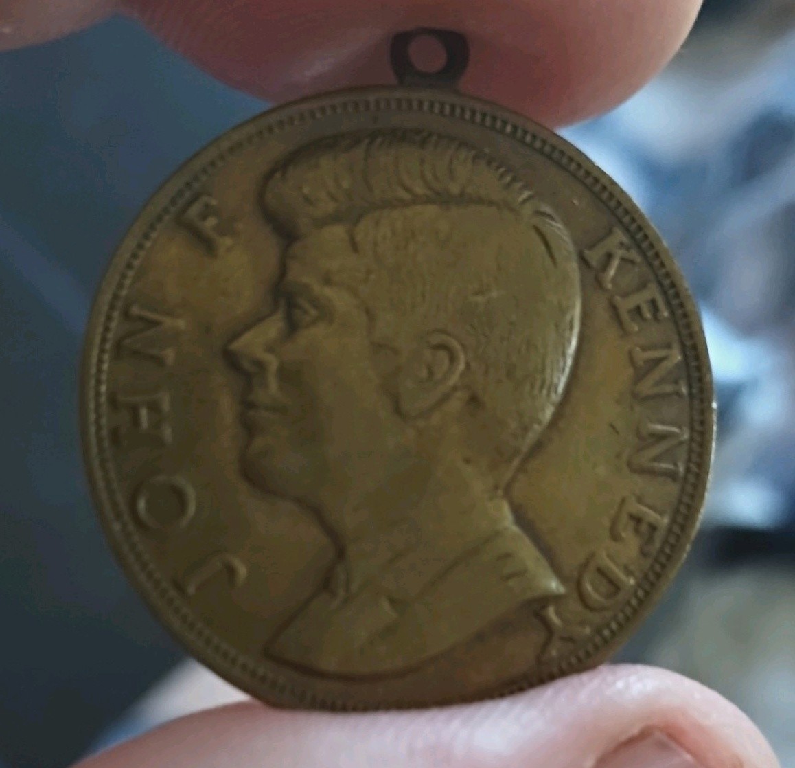 Vintage 1960s JFK Memorial  Medal Charm Pendant John F Kennedy Quotation Vintage