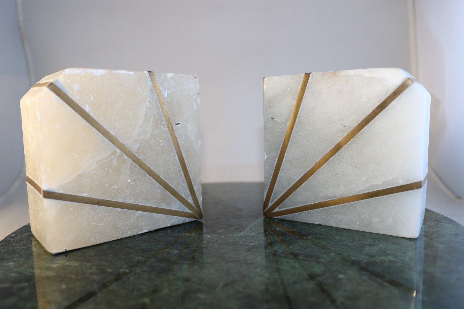West Elm Handcrafted Stunning Brass and Marble Inlay 4\