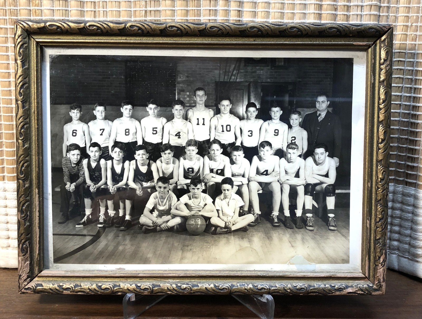 1939 7th and 8th Grade Young Boys Trojans Basketball Team 5 X 7 Vintage Photo