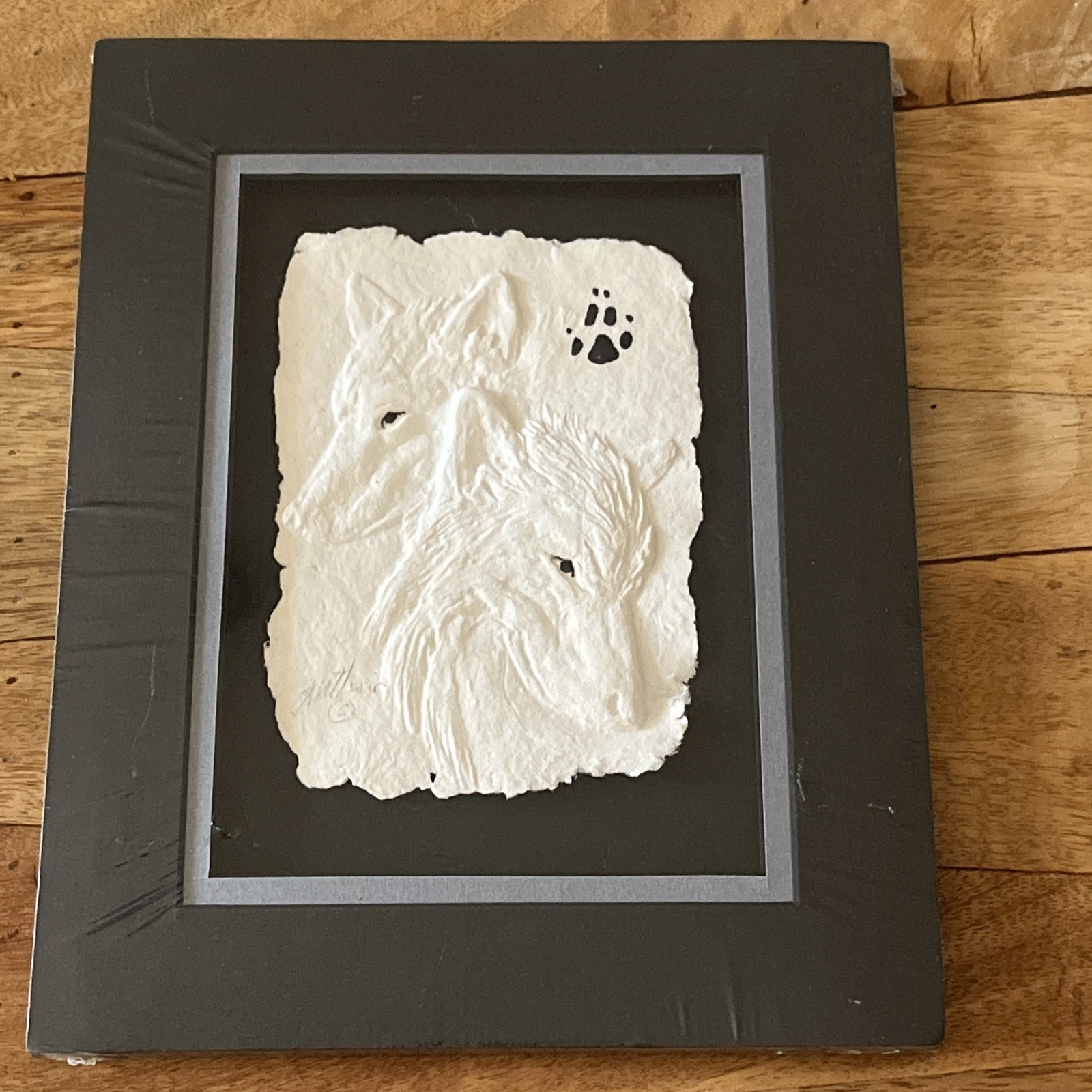JOHN GUTHRIE NATIVE AMERICAN INDIAN PAPER CAST WOLVES SIGNED MATTED 8 X 10 ART